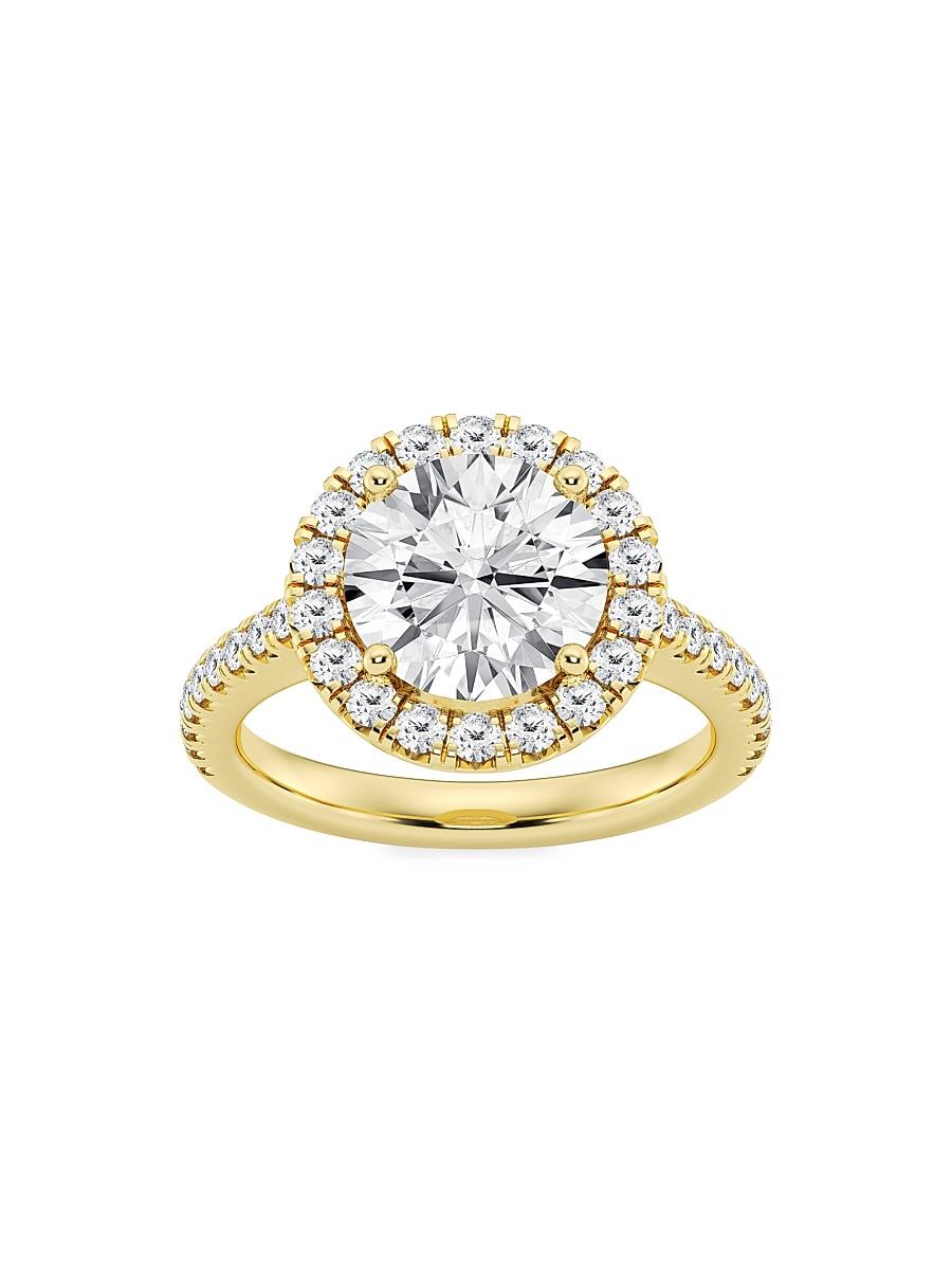 Womens 14K Yellow Gold & Round Lab-Grown Diamond Halo Ring/1.30-3.60 TCW Product Image