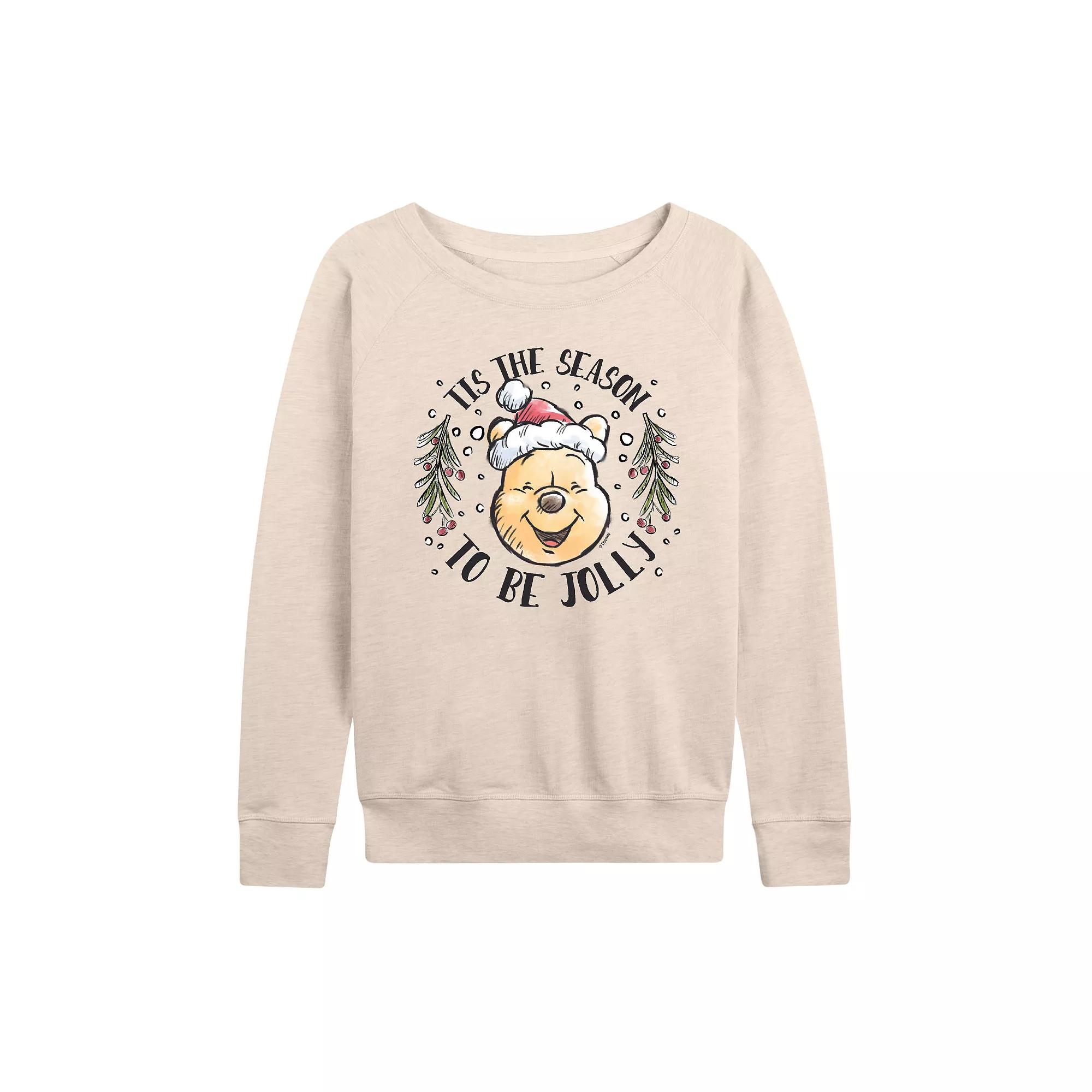 Disney's Winnie The Pooh Plus Size Tis The Season French Terry Long Sleeve Tee, Women's, Size: 1XL, Beige Product Image