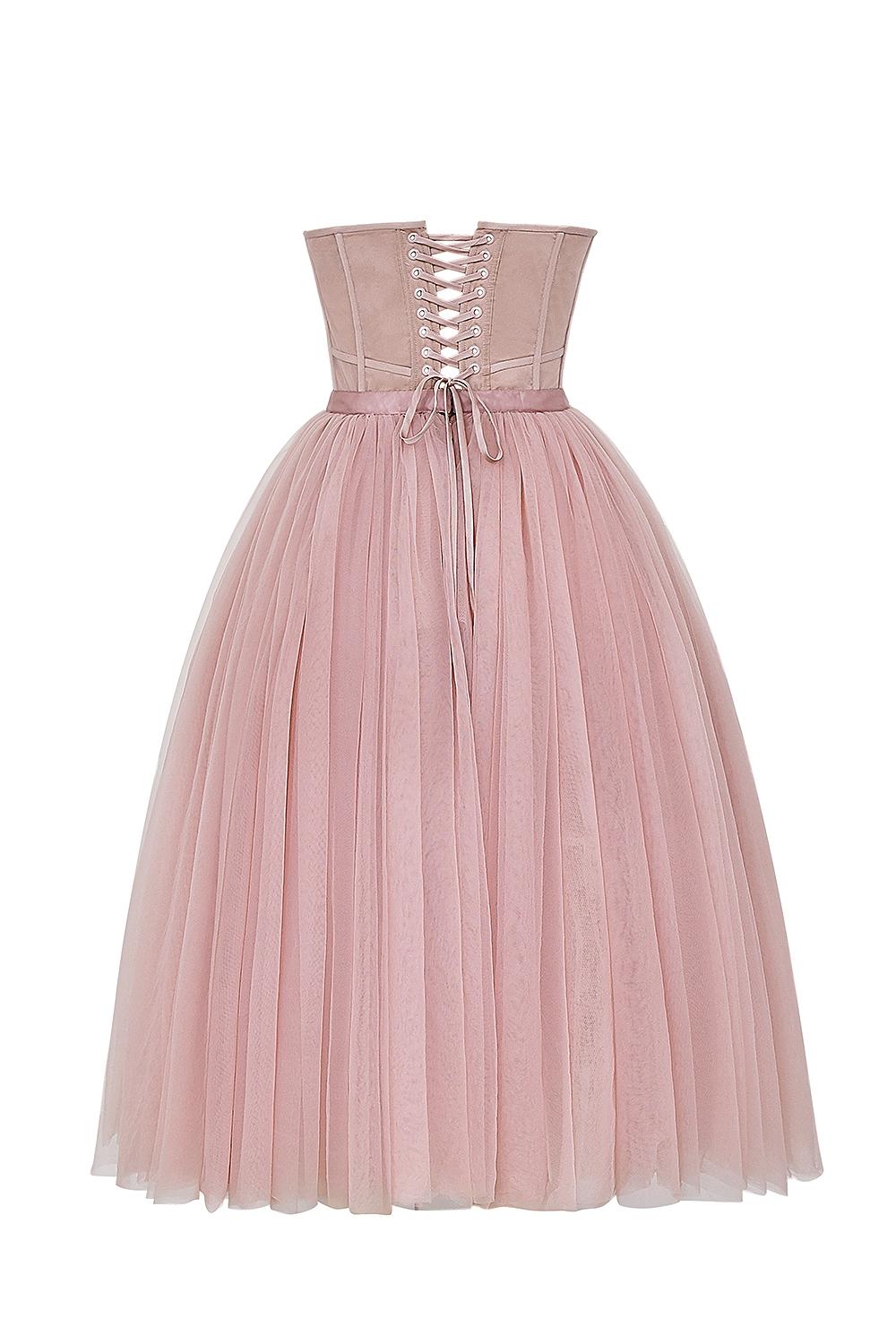 Darling  french rose tulle midi dress - sale Product Image