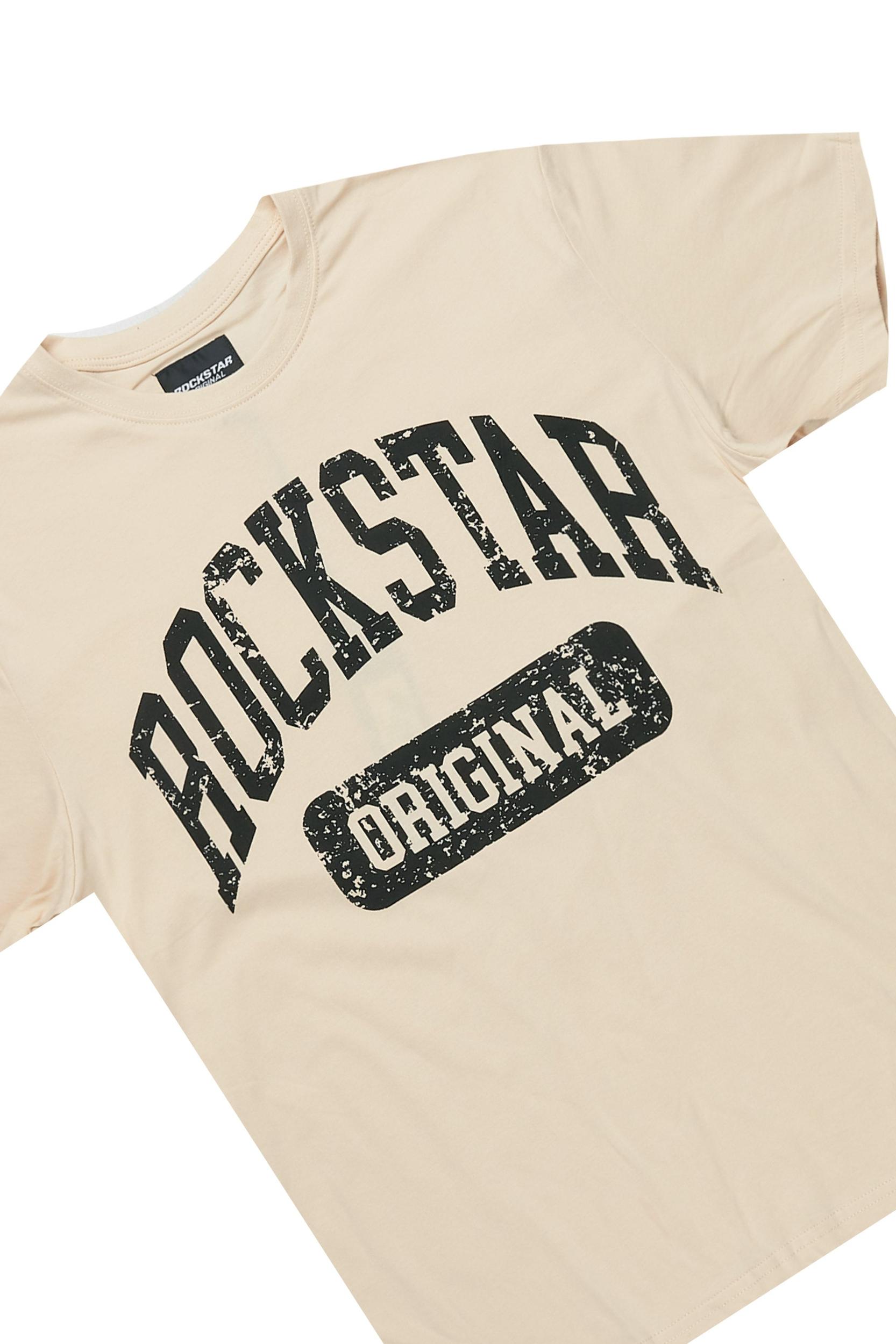 Members Beige T-Shirt/Short Set Male Product Image