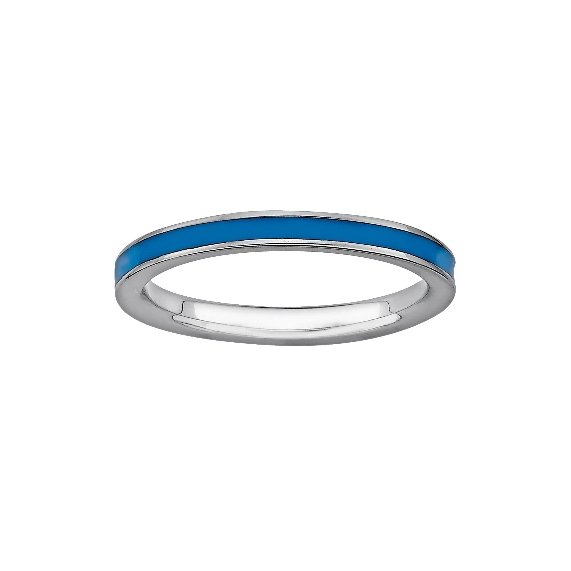 Stacks & Stones Sterling Silver Blue Enamel Stack Ring, Women's, Size: 5 Product Image