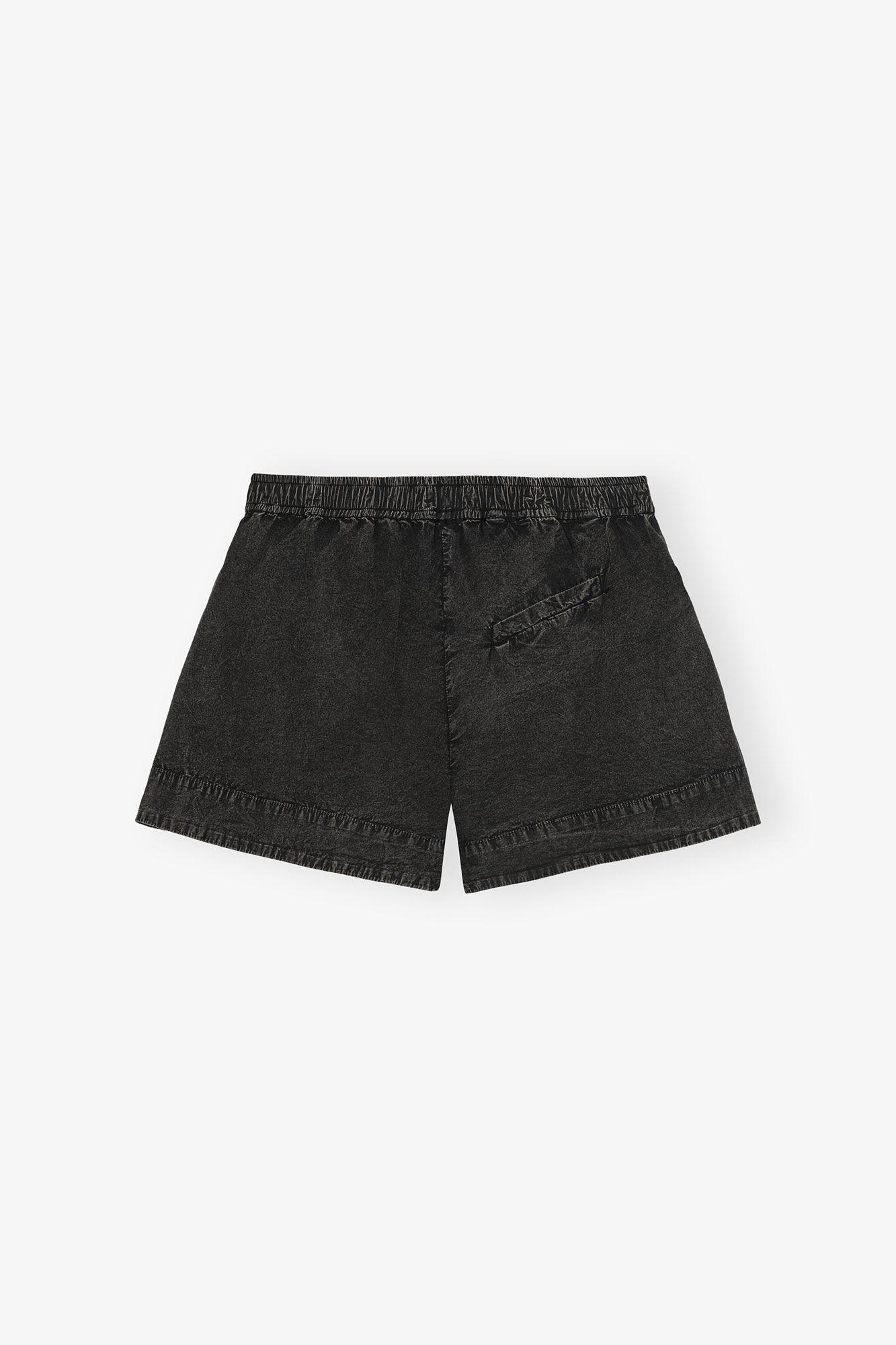 Black Washed Cotton Shorts Product Image
