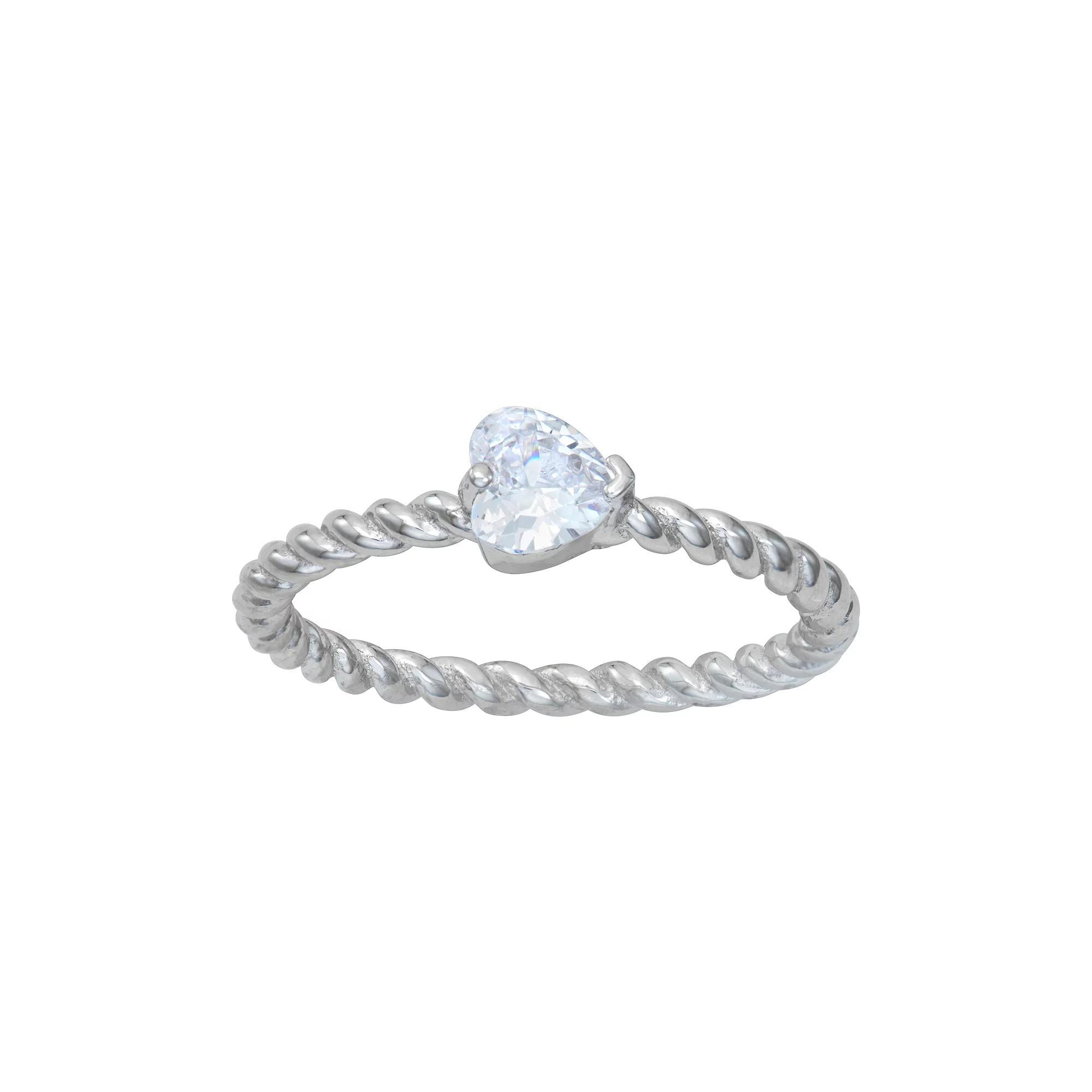 Contessa Di Capri Sterling Silver Cubic Zirconia Heart Ring, Women's, Size: 8, Sterling Silver Clear Product Image