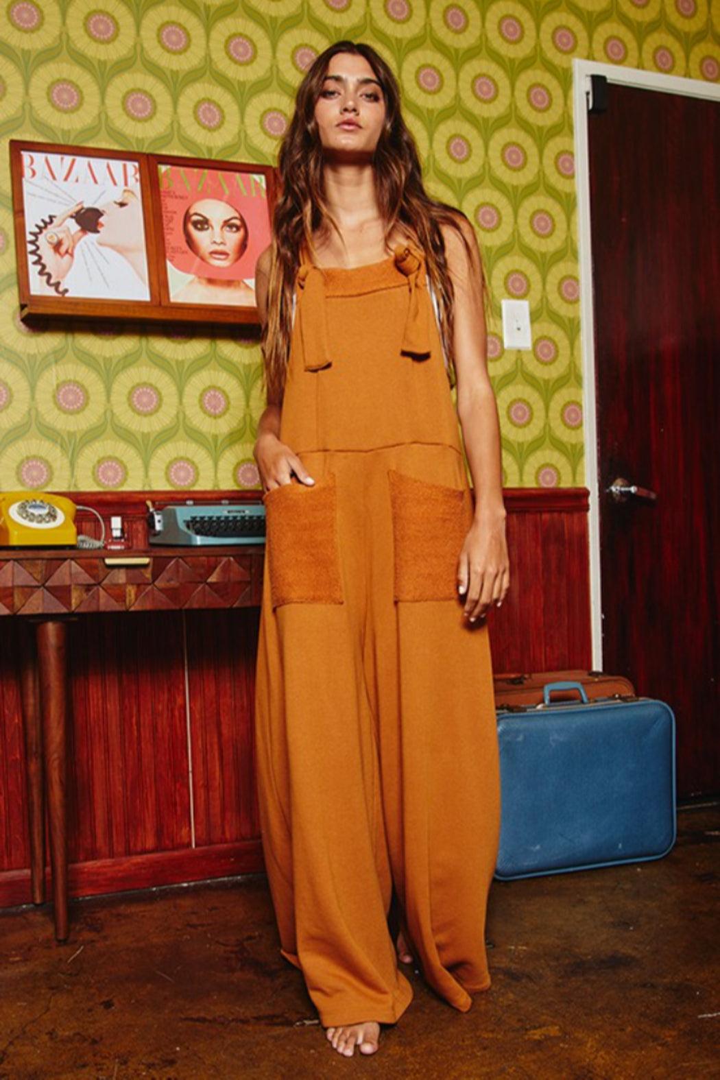 Adjustable Straps Jumpsuit With Pockets Product Image