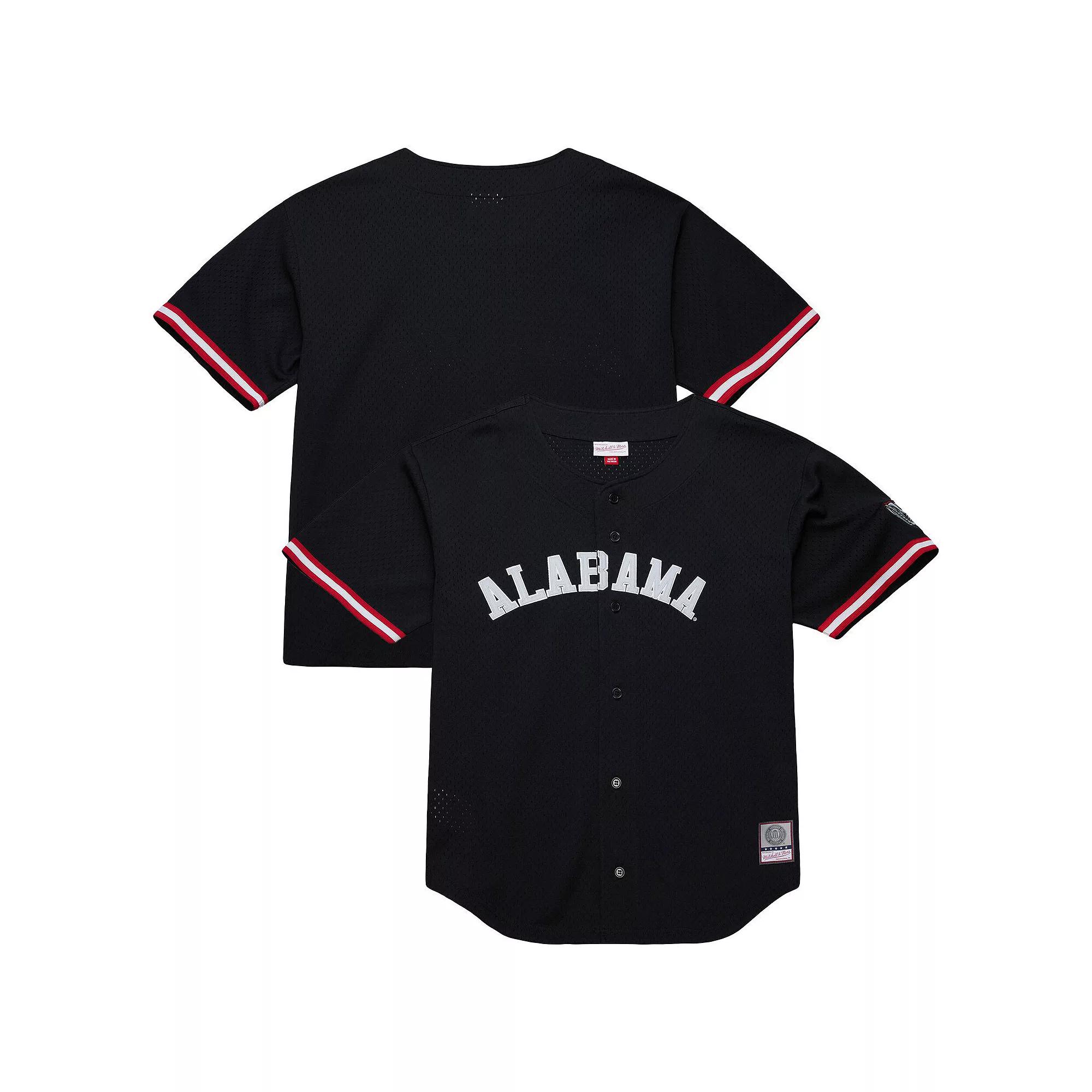 Men's Mitchell & Ness Black Alabama Crimson Tide On The Clock Full-Button Fashion Jersey,  Product Image