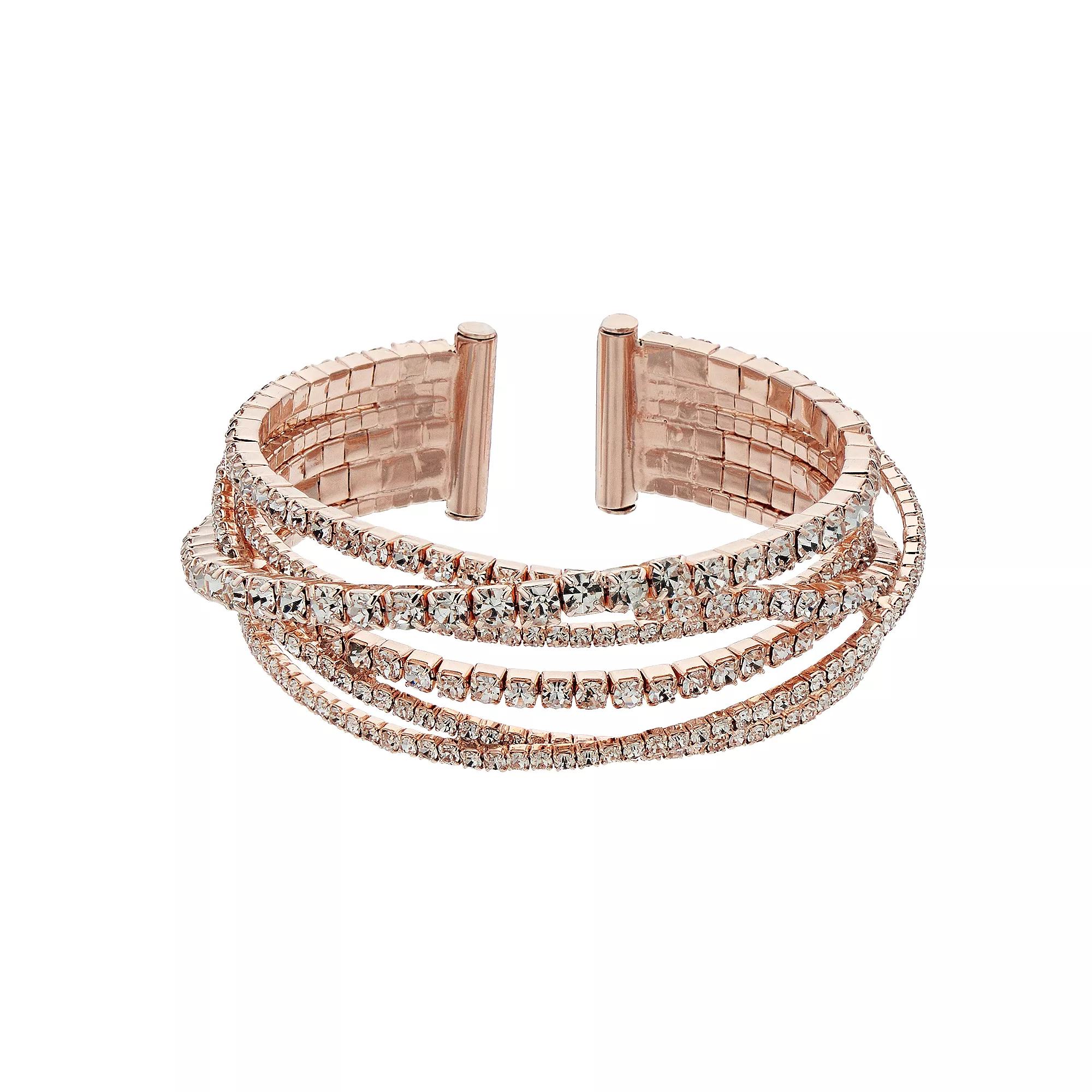 Simply Vera Vera Wang Rhinestone Chain Bangle, Women's, Clear Product Image