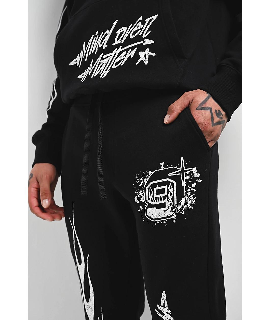 Ninth Hall Crosses Grey Wash Stacked Flare Sweatpants Product Image