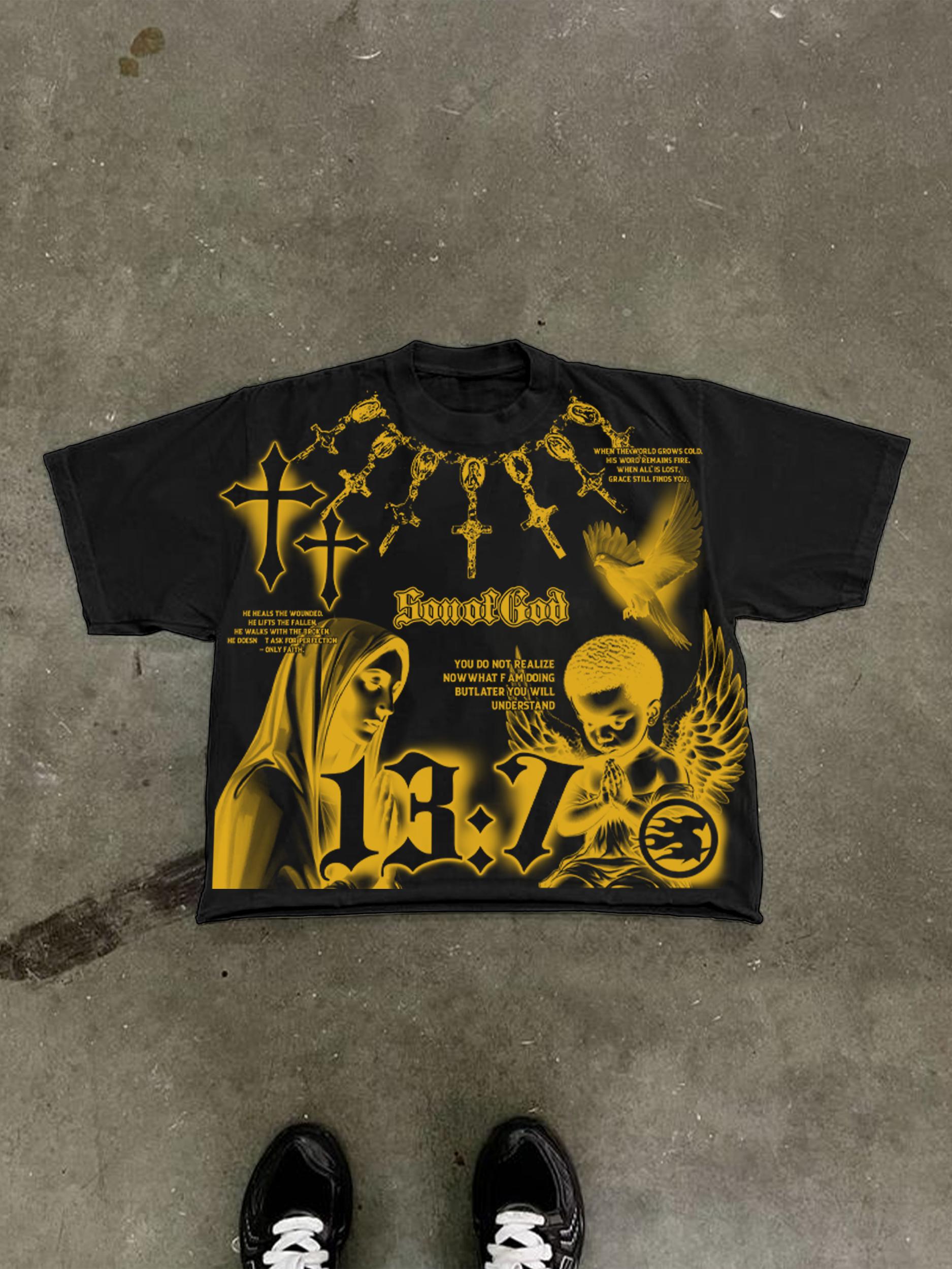 Son Of God Virgin Bible Y2k Vintage Graffiti Graphic Cropped T-shirt Product Image