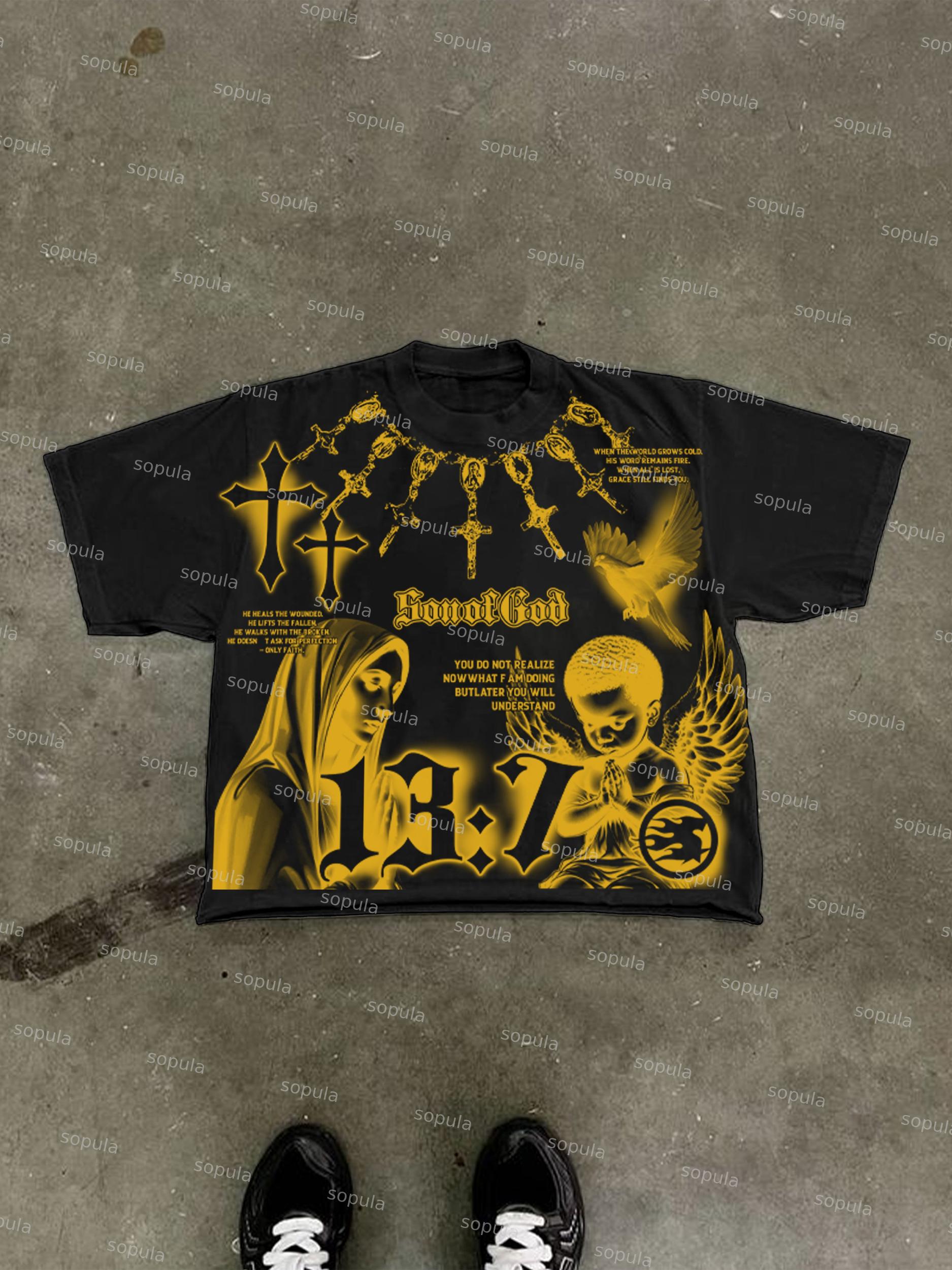 Son Of God Virgin Bible Y2k Vintage Graffiti Graphic Cropped T-shirt Product Image