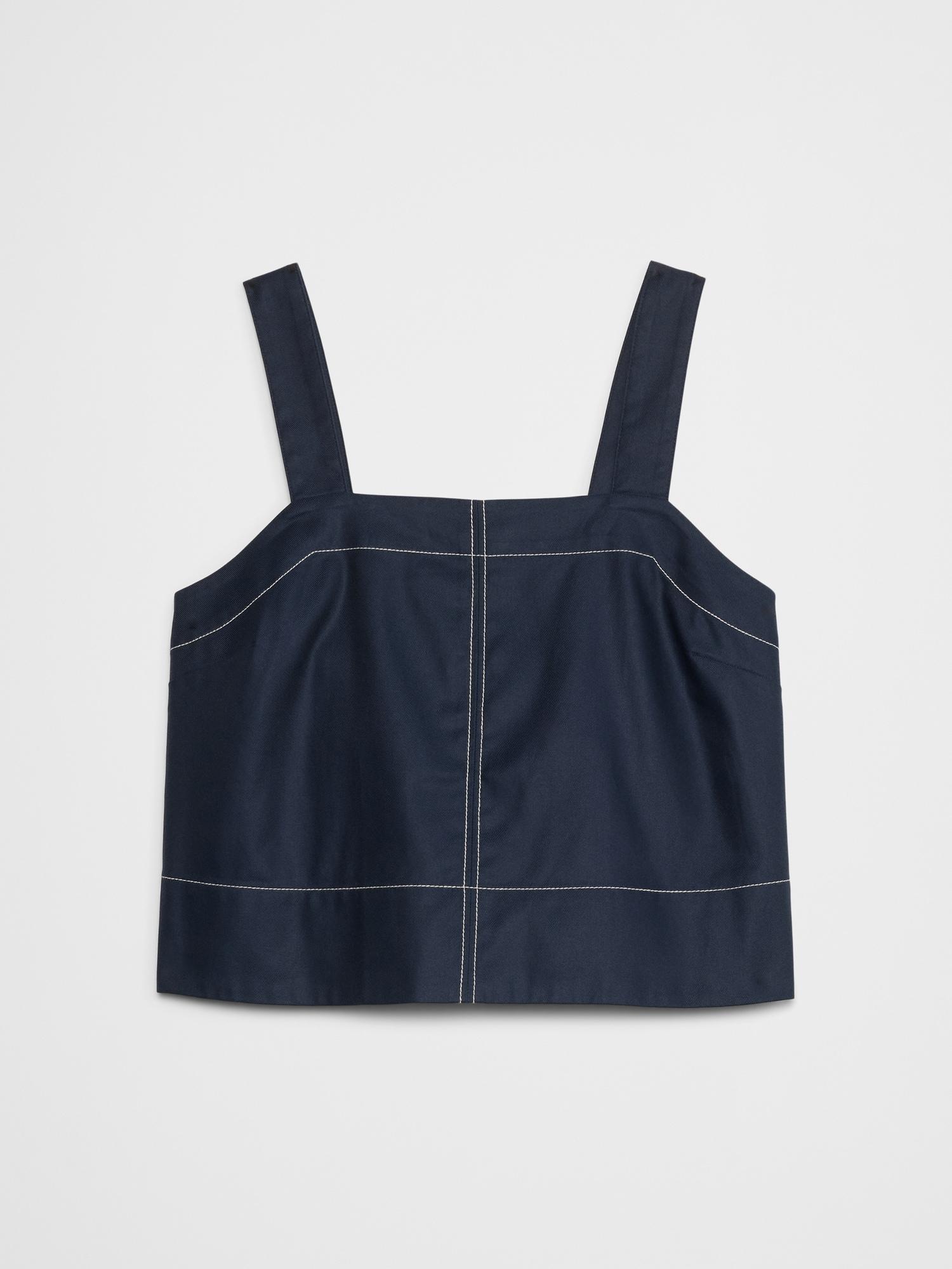 Boxy Topstitch Cropped Top Product Image