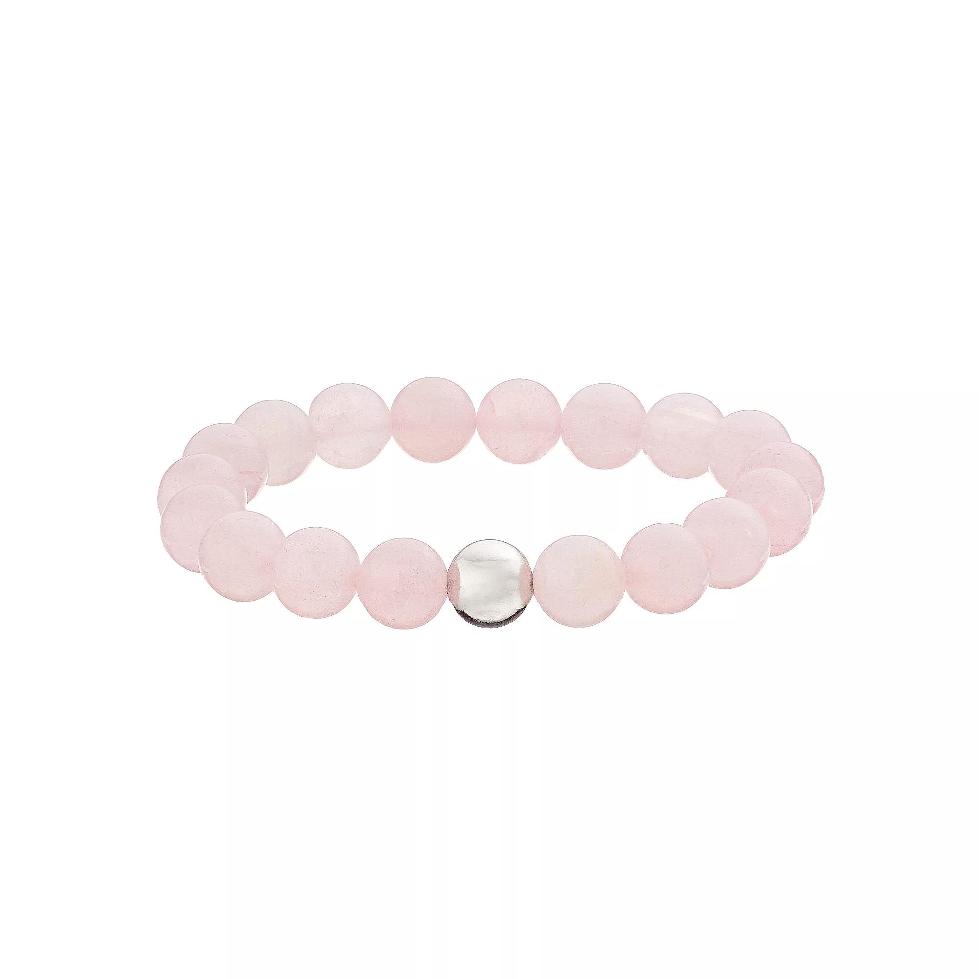 Aleure Precioso Sterling Silver 10 mm Bead Station Stretch Bracelet, Women's,  Product Image