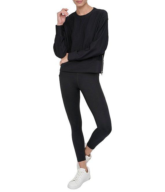 DKNY Sport by Donna Karen Tech Ottoman Crew Neck Long Sleeve Side Zipper Pullover Product Image