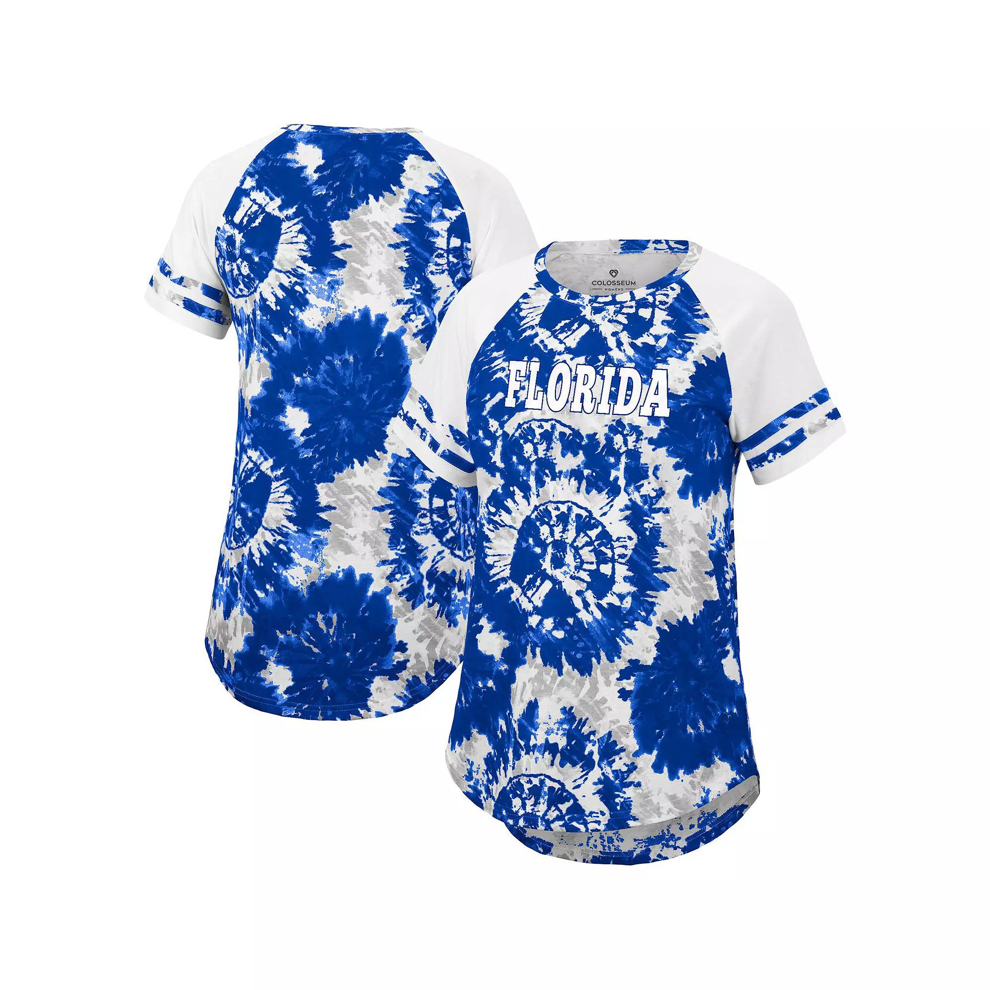 Women's Colosseum Royal/White Florida Gators Annie Oversized Tie-Dye Raglan T-Shirt, Size: Medium, Blue Product Image