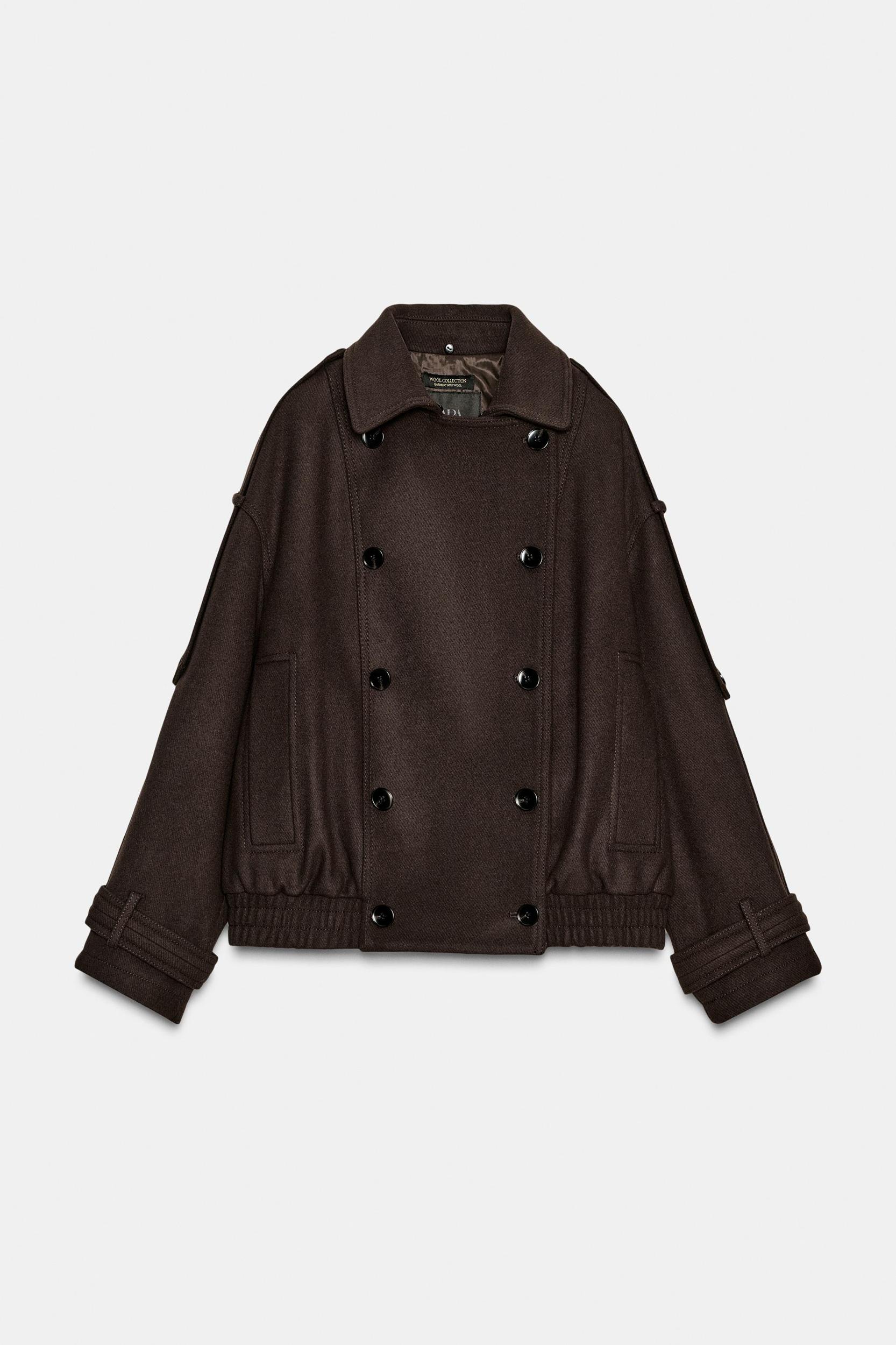 WOOL BLEND FAUX FUR COLLAR JACKET ZW COLLECTION Product Image