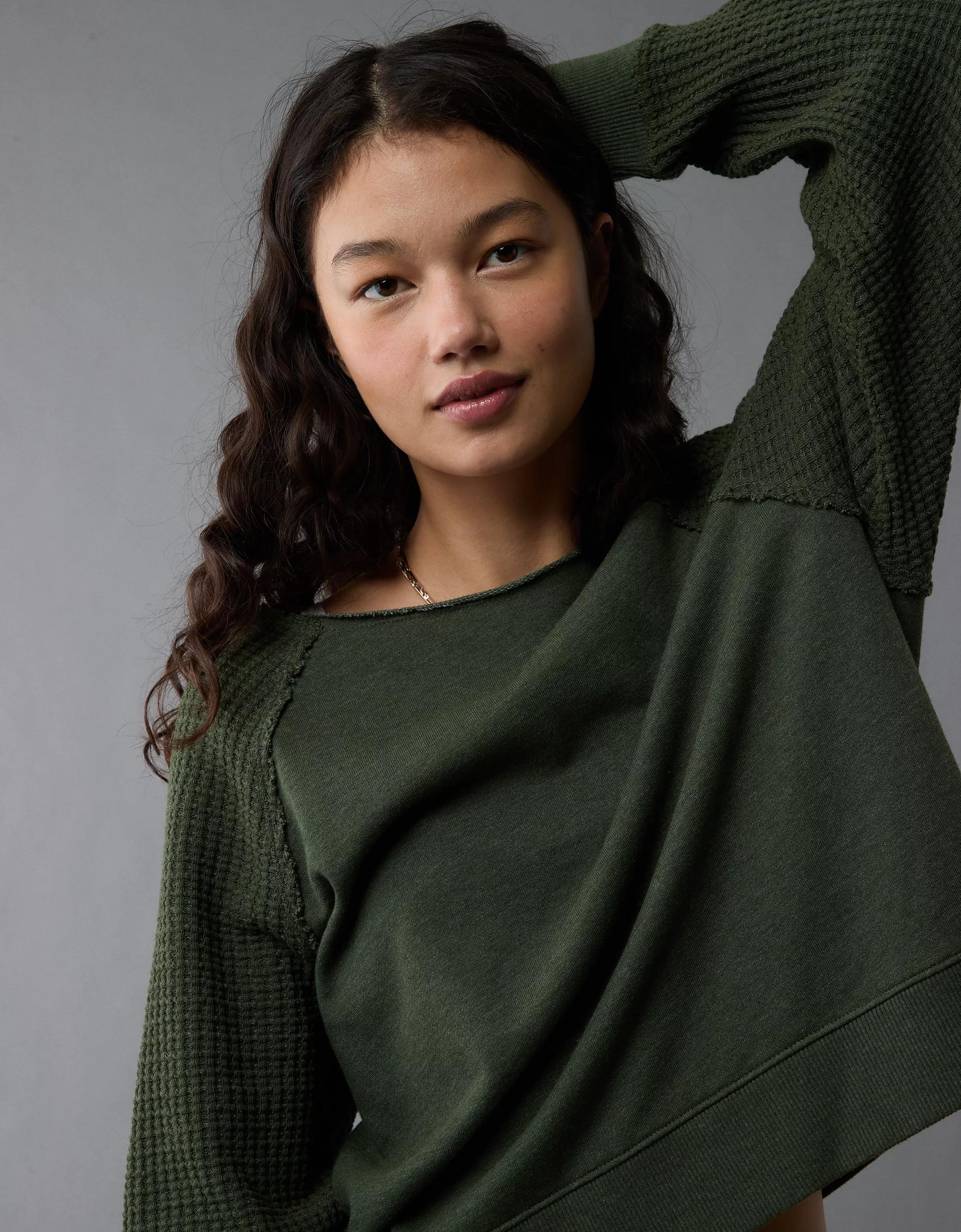 AE Mixed Knit Sweatshirt Product Image