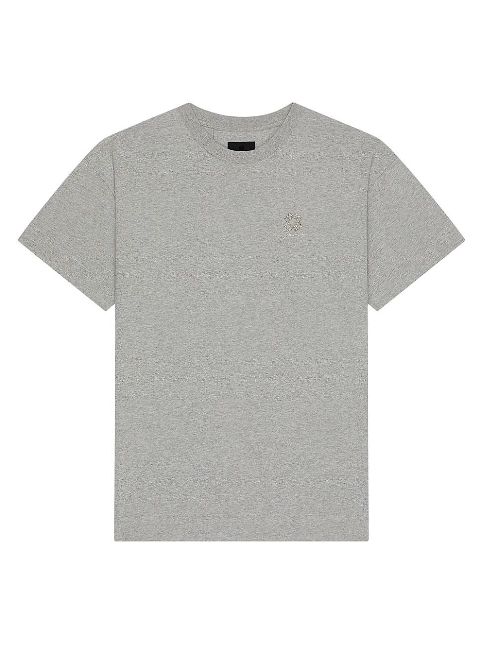 Mens T-Shirt in Cotton with Crystals and 4G Detail Product Image