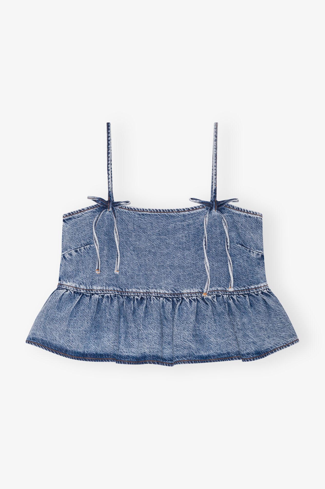 Blue Denim Strap Top Product Image