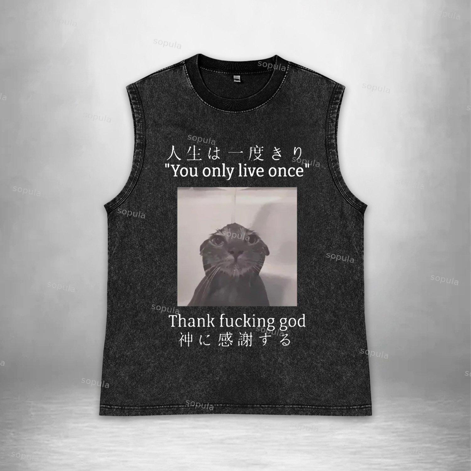 Vintage You Only Live Once Art Graphic Acid Washed Tank Product Image