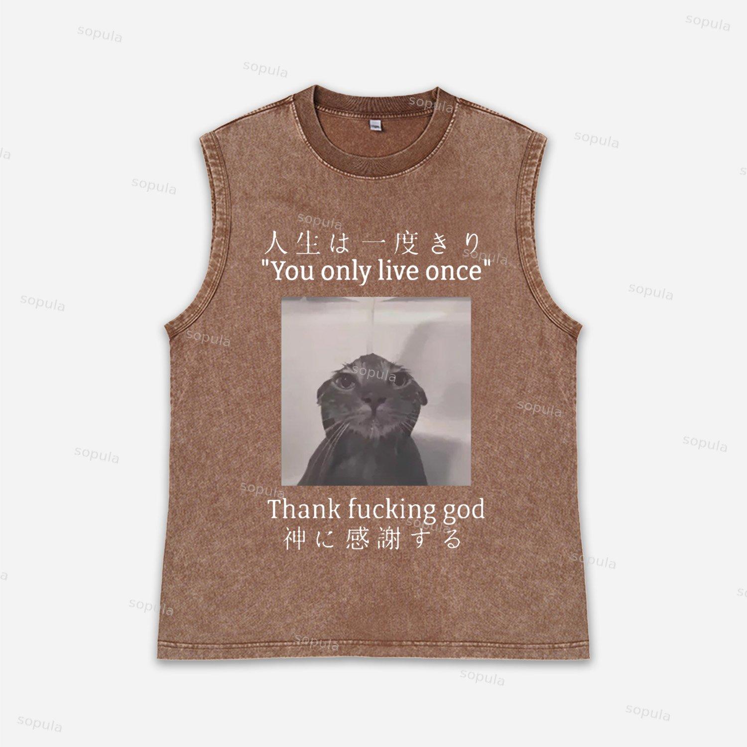 Vintage You Only Live Once Art Graphic Acid Washed Tank Product Image