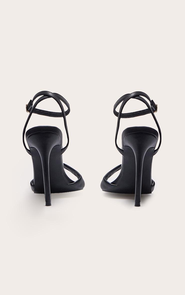 Black PU Point Toe High Stiletto Heeled Sandals Product Image