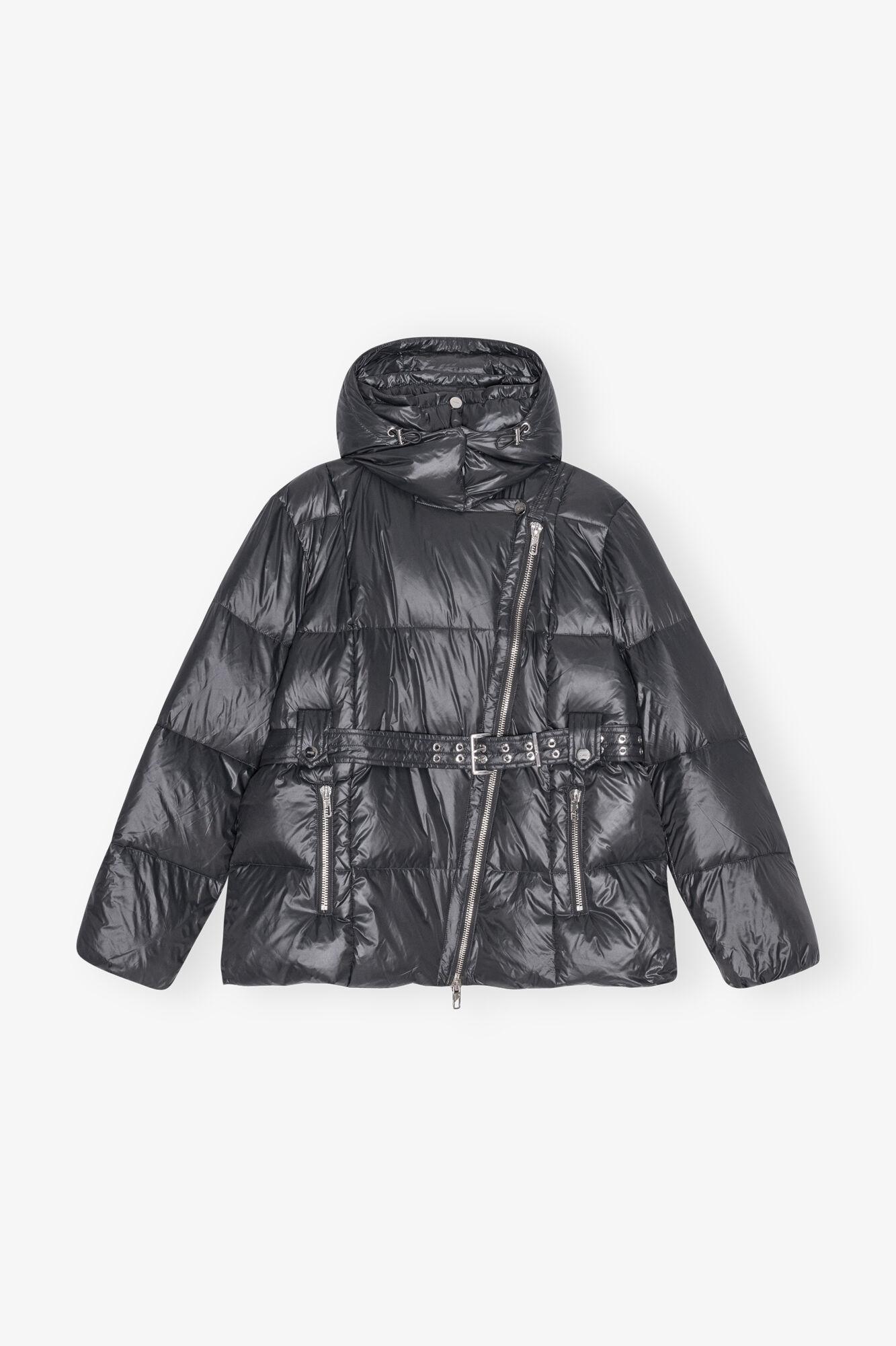 Black Shiny Nylon Puffer Jacket Product Image
