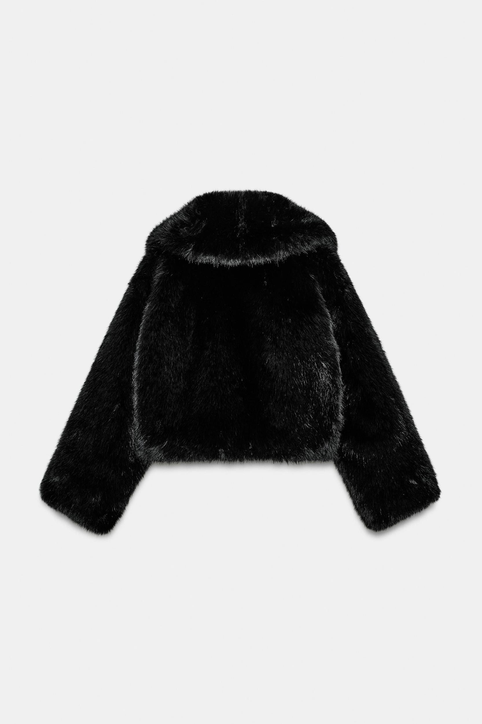 SHORT FAUX FUR LAPEL COLLAR COAT Product Image