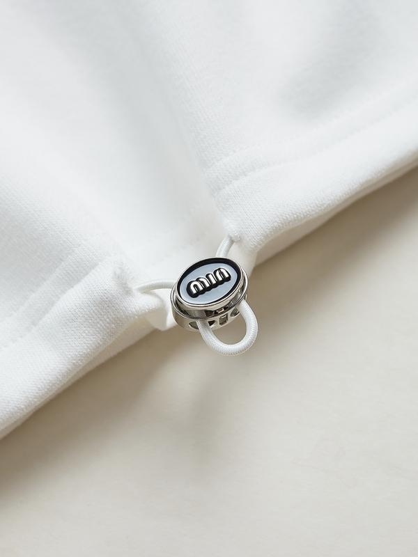 Label Decor Drawstring Hem Oversized Hoodie Product Image