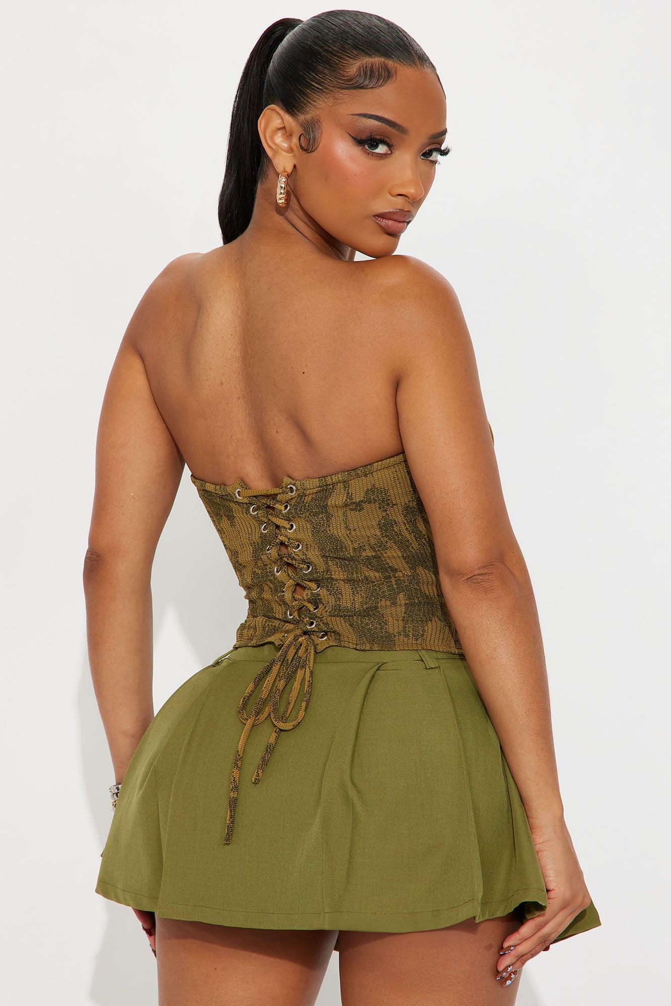Maven Strapless Corset Top - Olive Female Product Image
