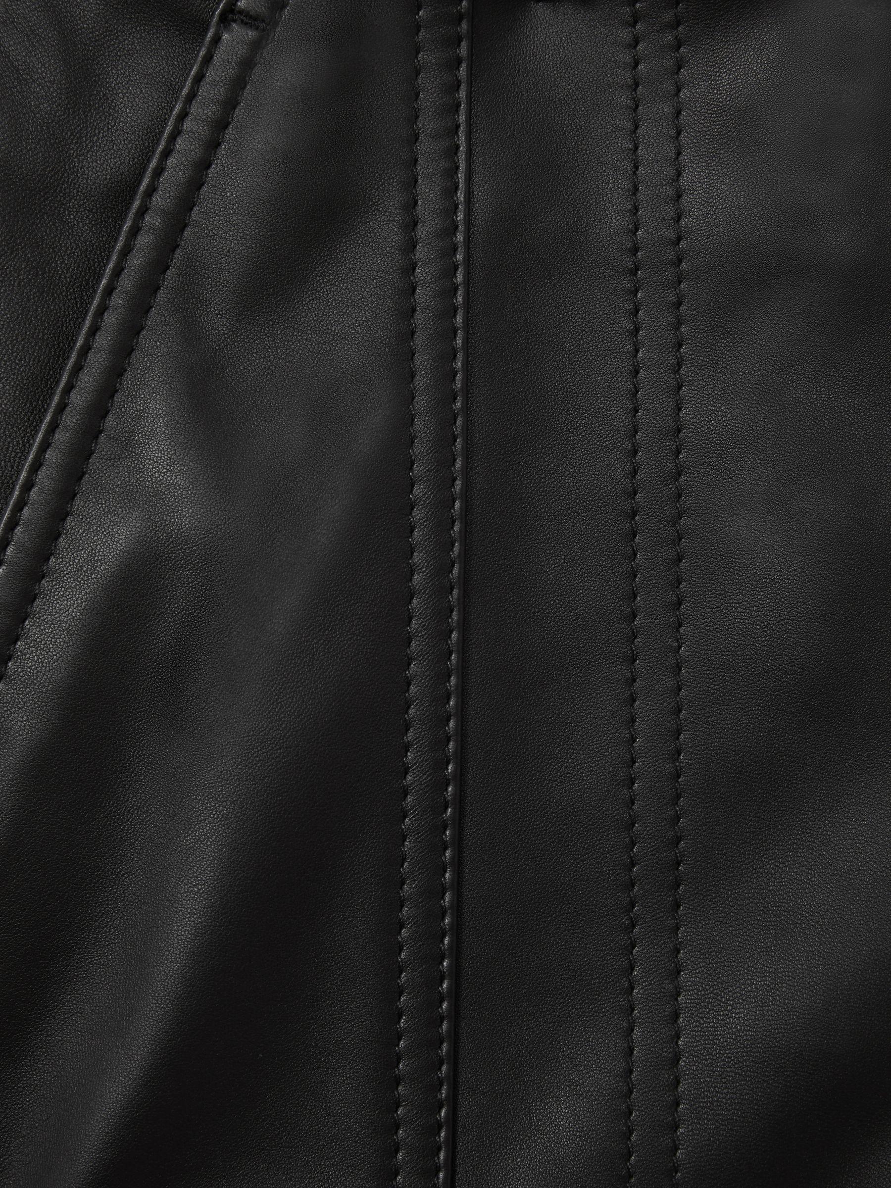 Leather Zip-Front Mini Skirt in Black Product Image