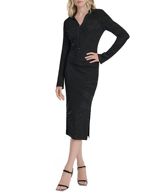 DKNY by Donna Karan Coordinating Zebra Knit Side Slit Midi Sheath Skirt Product Image