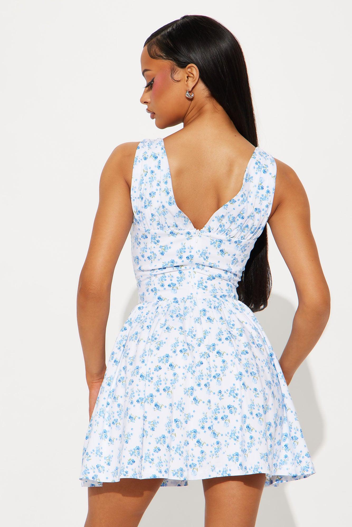 Trinity Floral Mini Dress - Blue/combo Product Image
