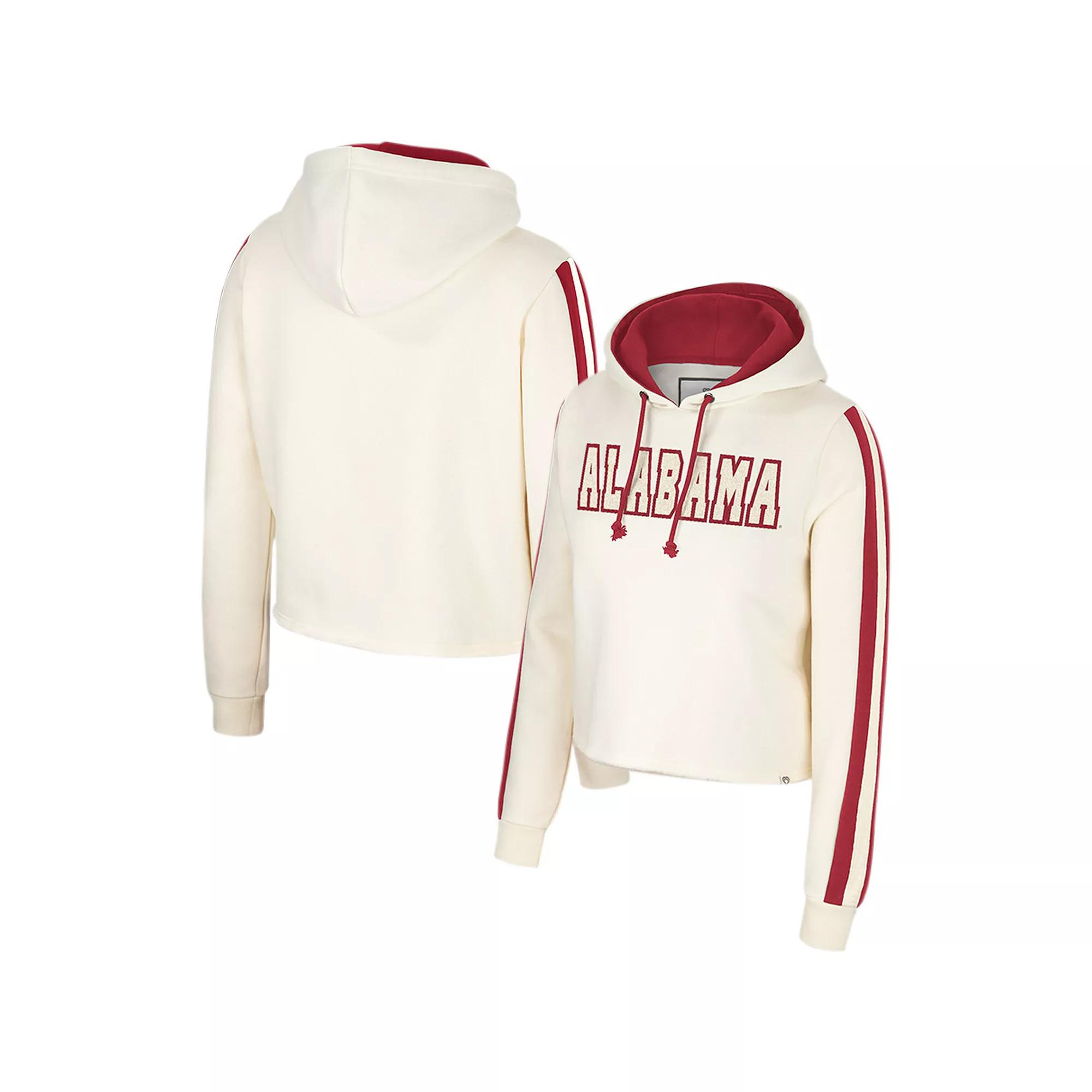 Women's Colosseum Cream Alabama Crimson Tide Perfect Date Cropped Pullover Hoodie, Size: Large, Beige Product Image