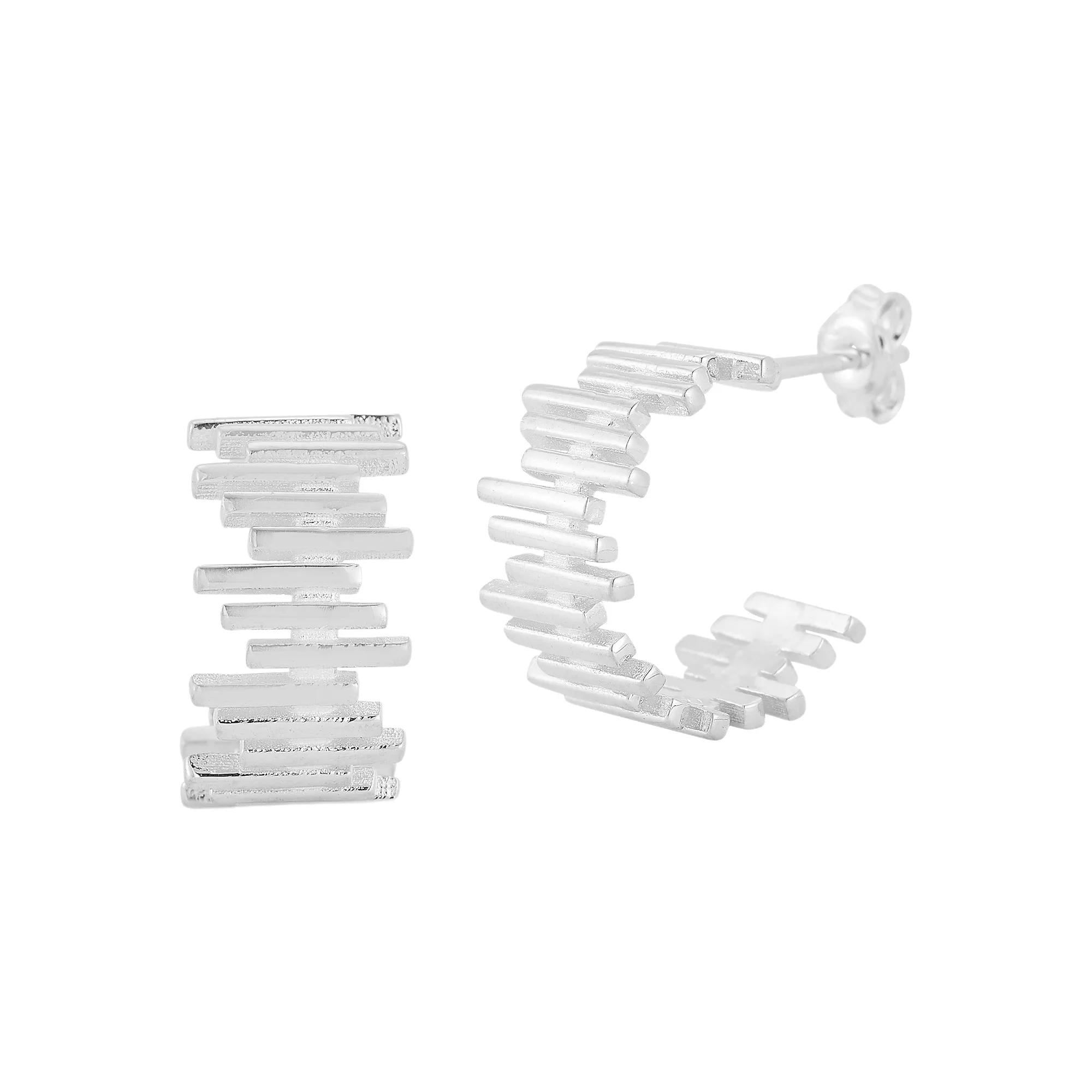 Sunkissed Sterling 14k Gold Over Silver Ribbed Hoop Earrings, Women's, Silver Tone Product Image