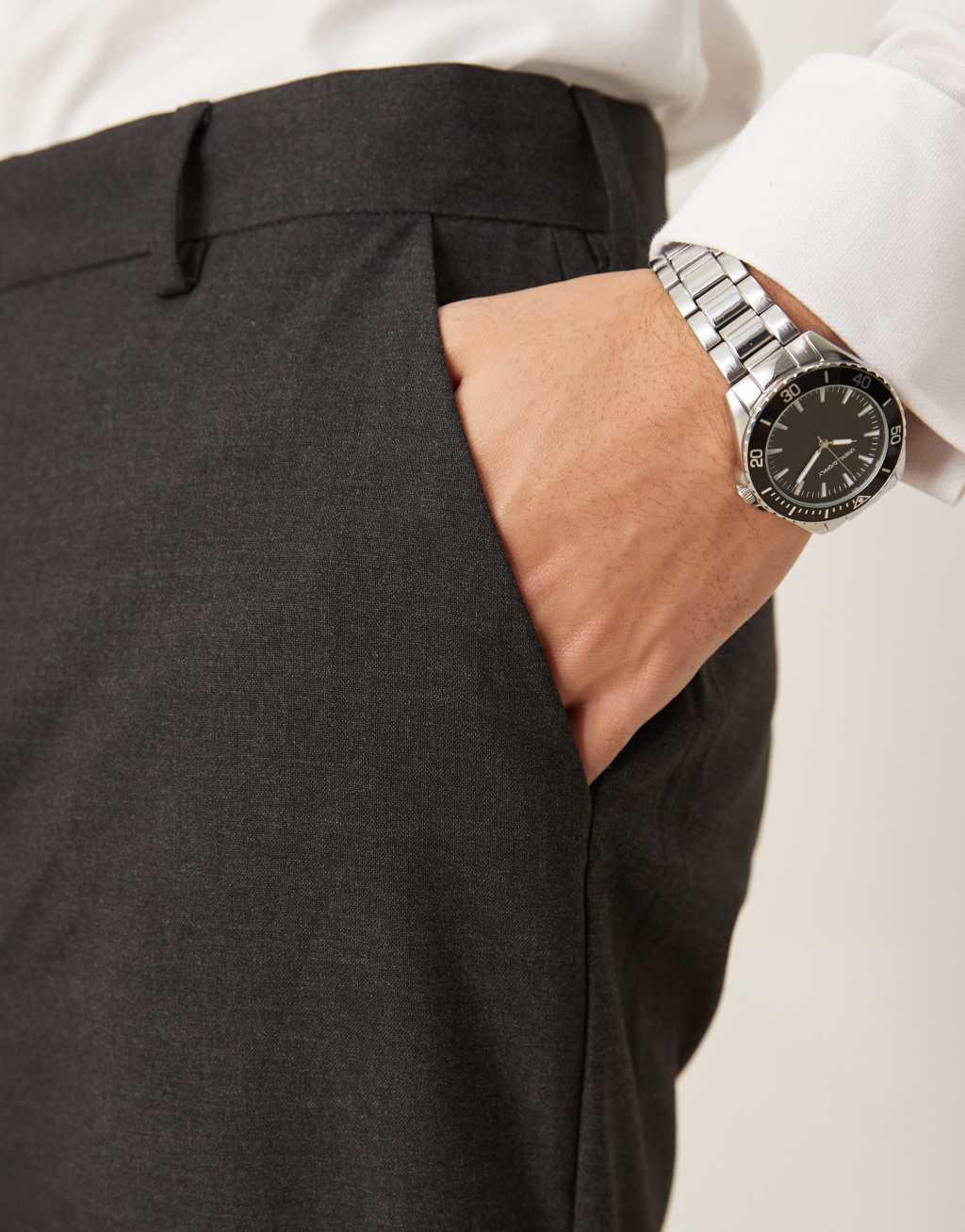 ASOS DESIGN smart tapered fit pants in charcoal Product Image