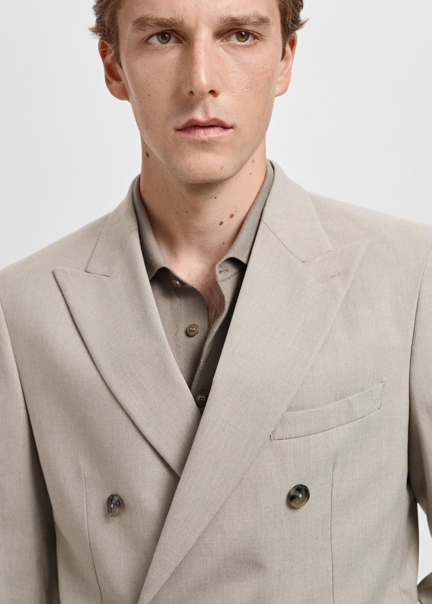 Monaco double-breasted slim-fit suit blazer - Men | MANGO USA Product Image