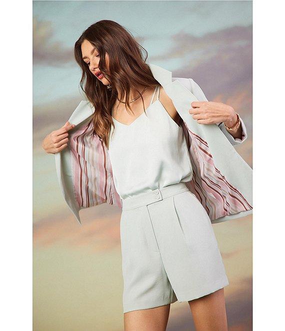 Skies Are Blue High Waisted Flat Front Recycled Tailored Shorts Product Image