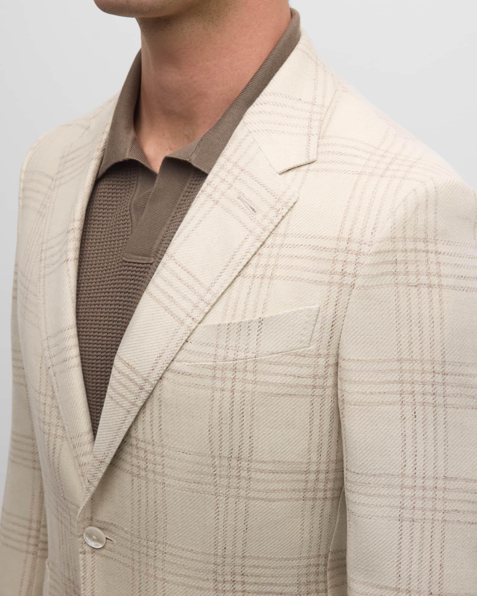 Men's Large Check Linen-Blend Sport Coat Product Image