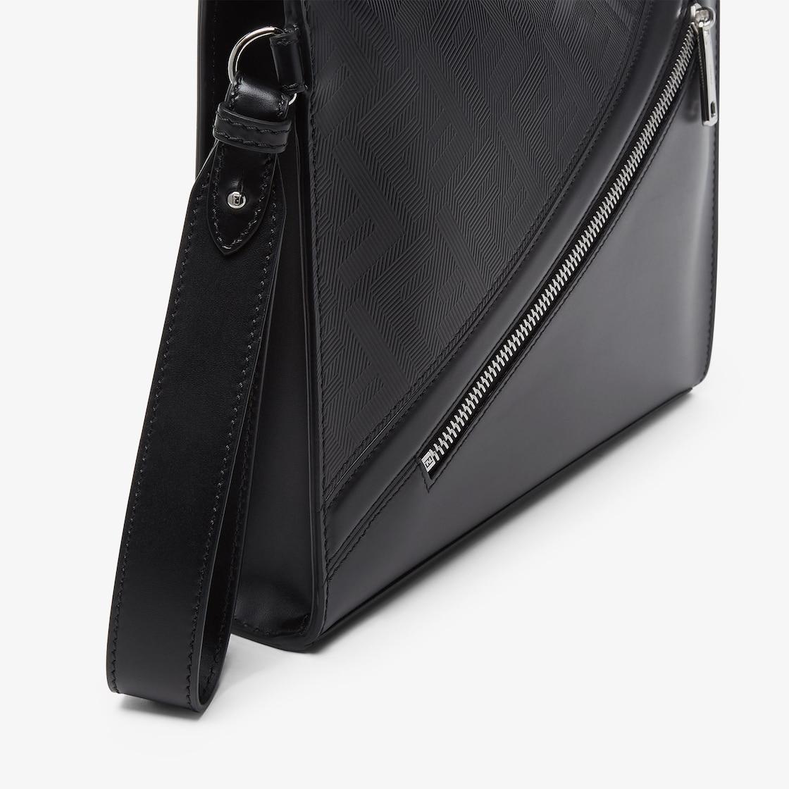 Fendi Shadow Diagonal ClutchBlack leather pouch Product Image