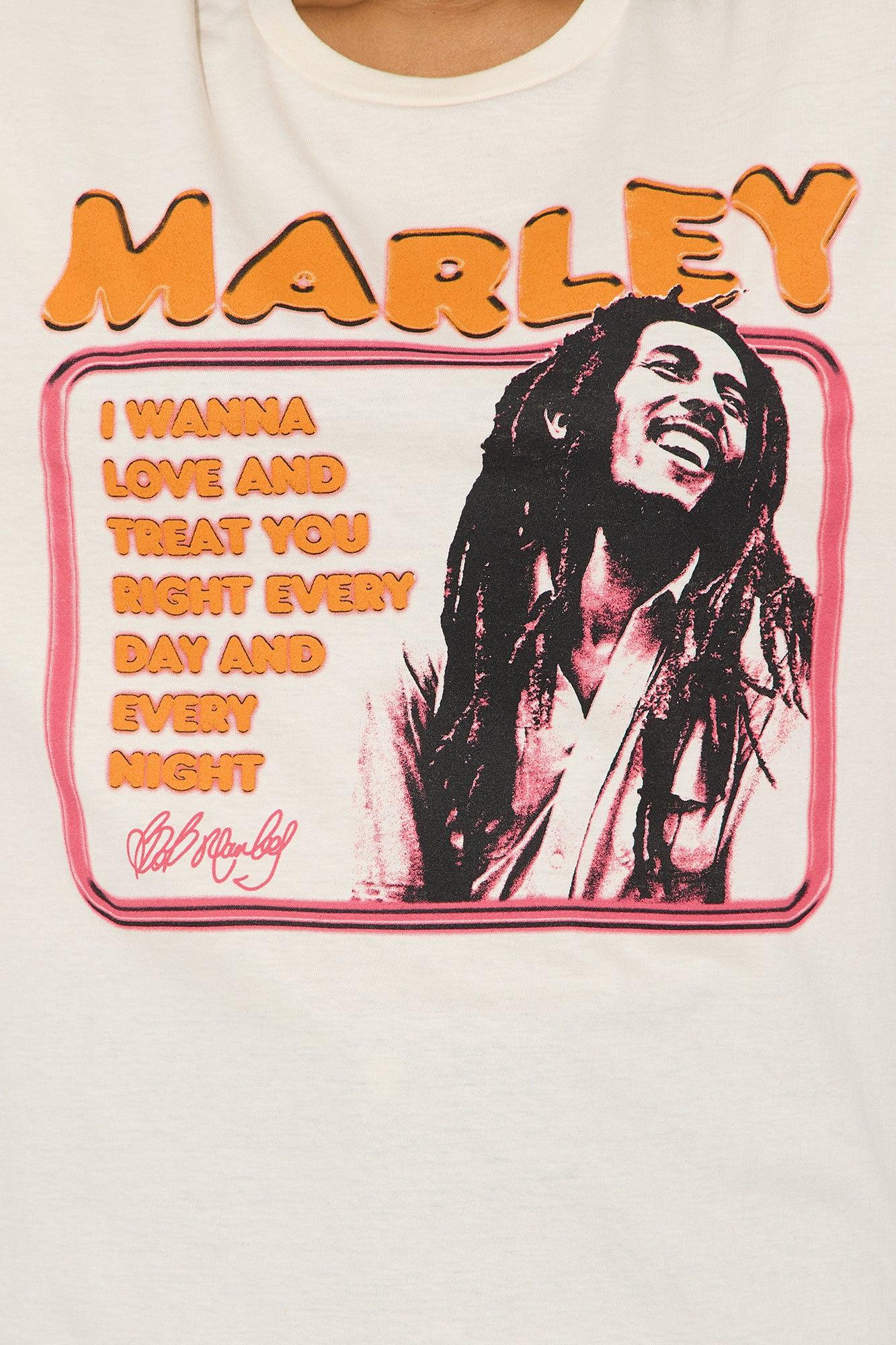 Bob Marley Lyrics Oversized Tee - Cream Female Product Image