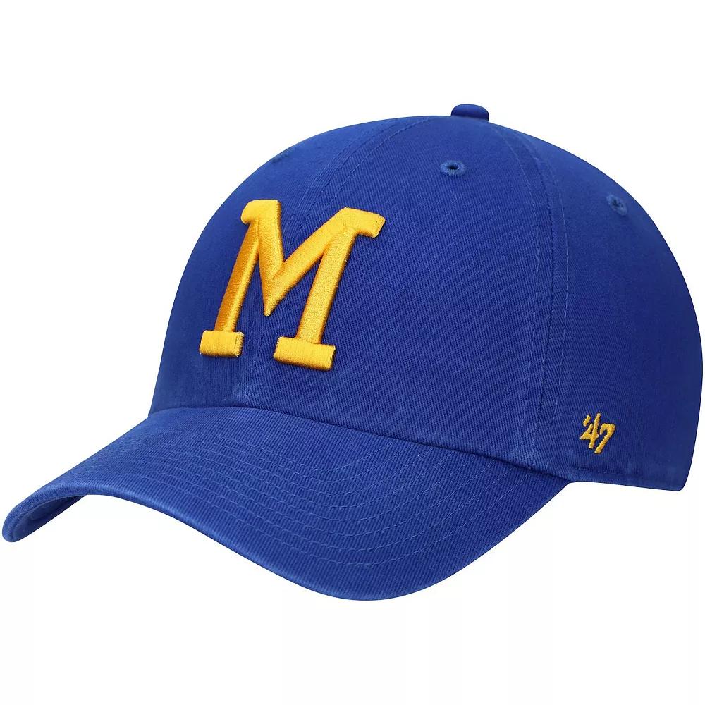 Men's '47 Royal Milwaukee Brewers 1970 Logo Cooperstown Collection Clean Up Adjustable Hat, Blue Product Image