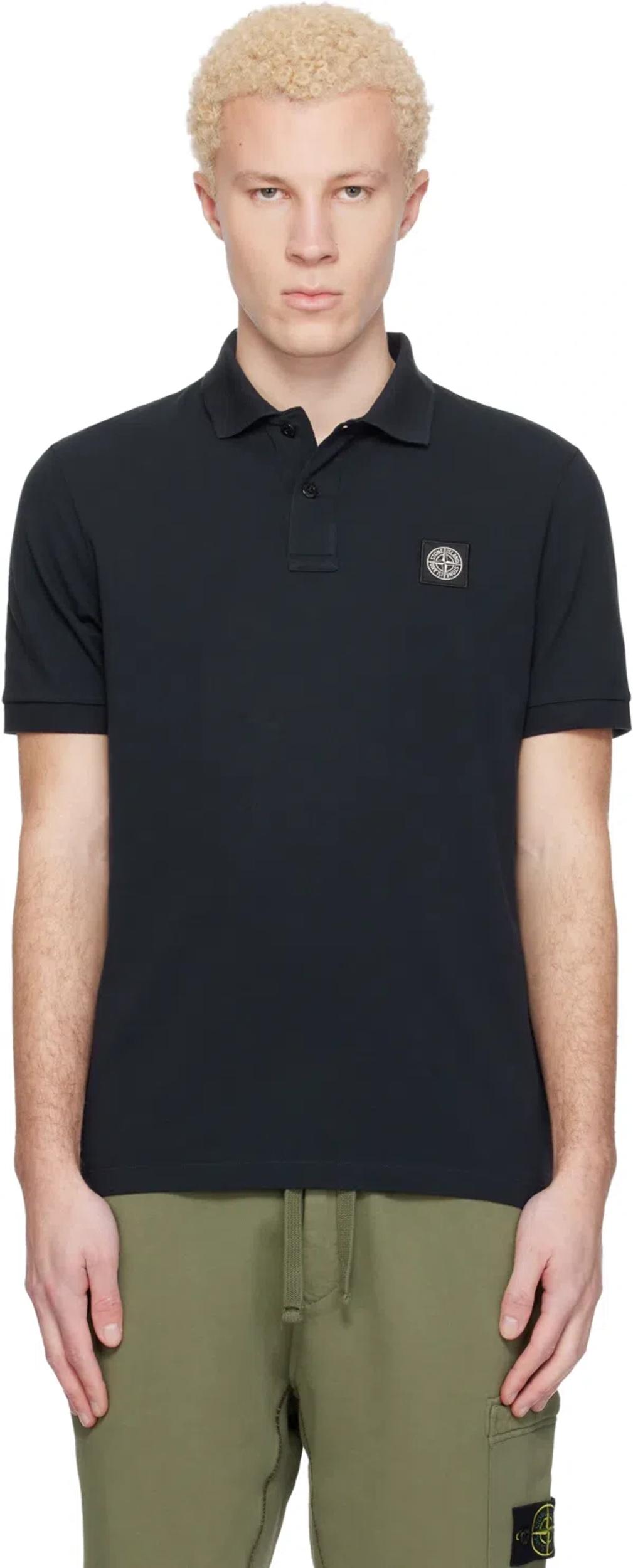 STONE ISLAND Mens Black Brand-patch Regular-fit Stretch-cotton Polo Shirt Xl Product Image