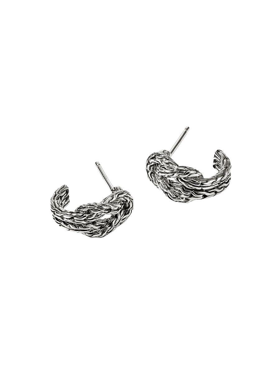 Womens Love Knot Sterling Silver Hoop Earrings Product Image