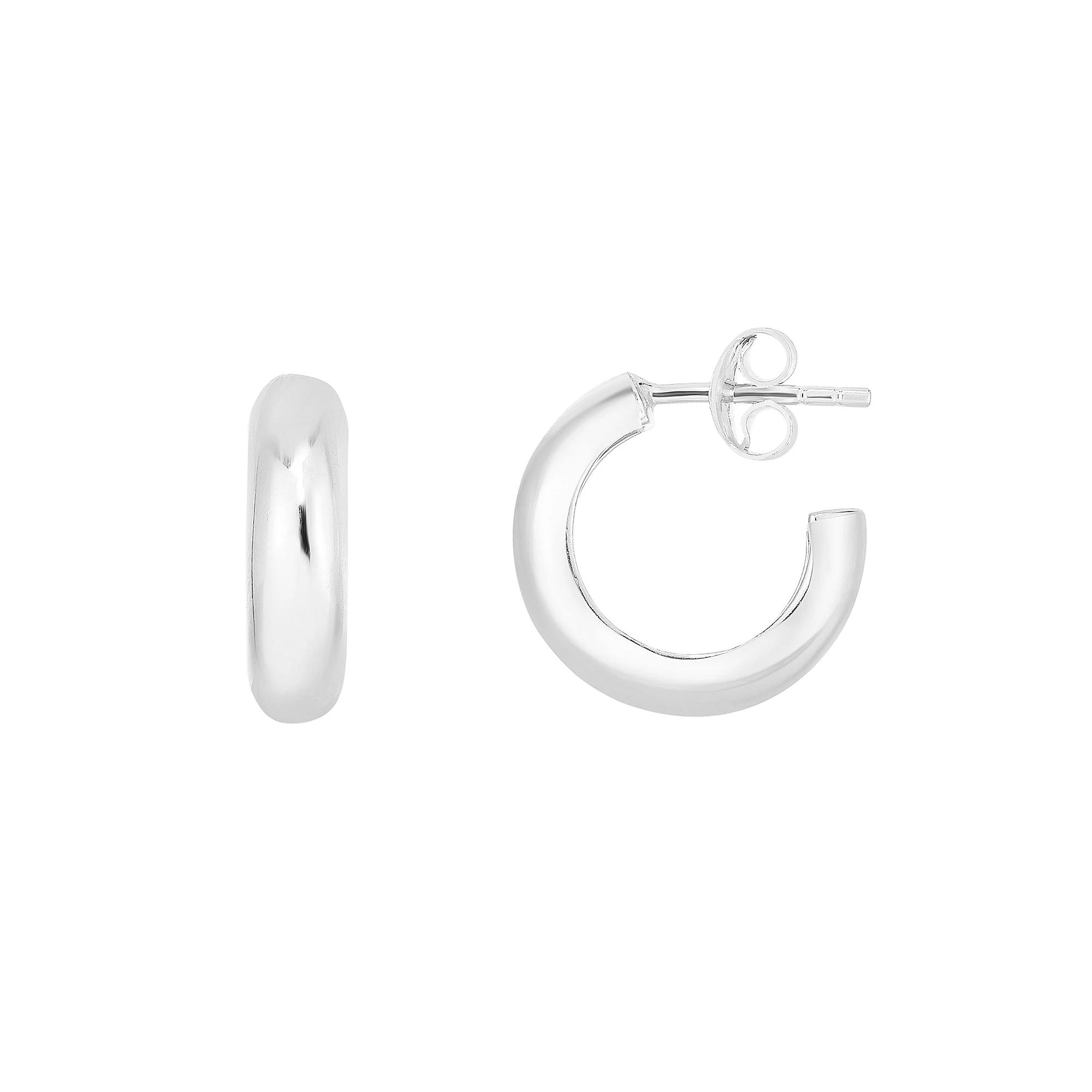 Sunkissed Sterling C-Hoop Earrings, Women's, Silver Tone Product Image