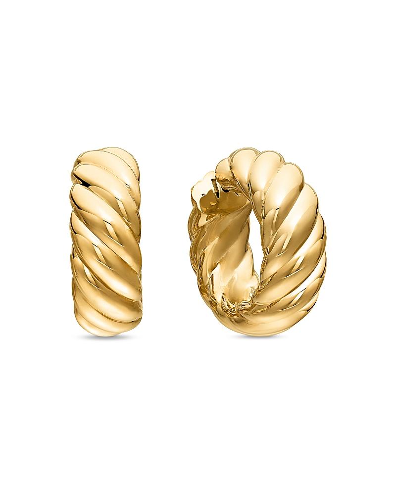 Womens Sculpted Cable Hoop Earrings In 18K Yellow Gold Product Image