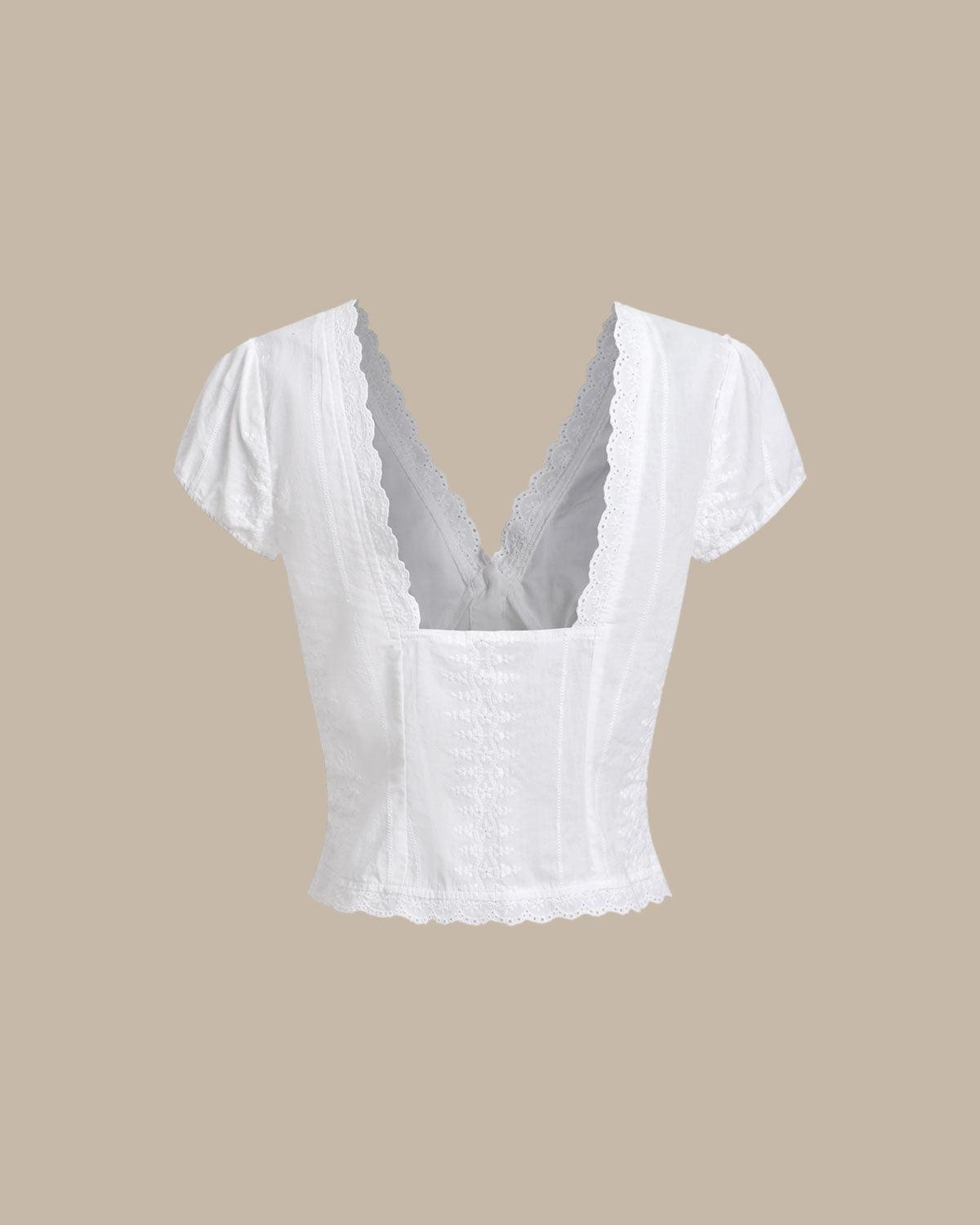 White Textured Cap Sleeve Blouse Product Image