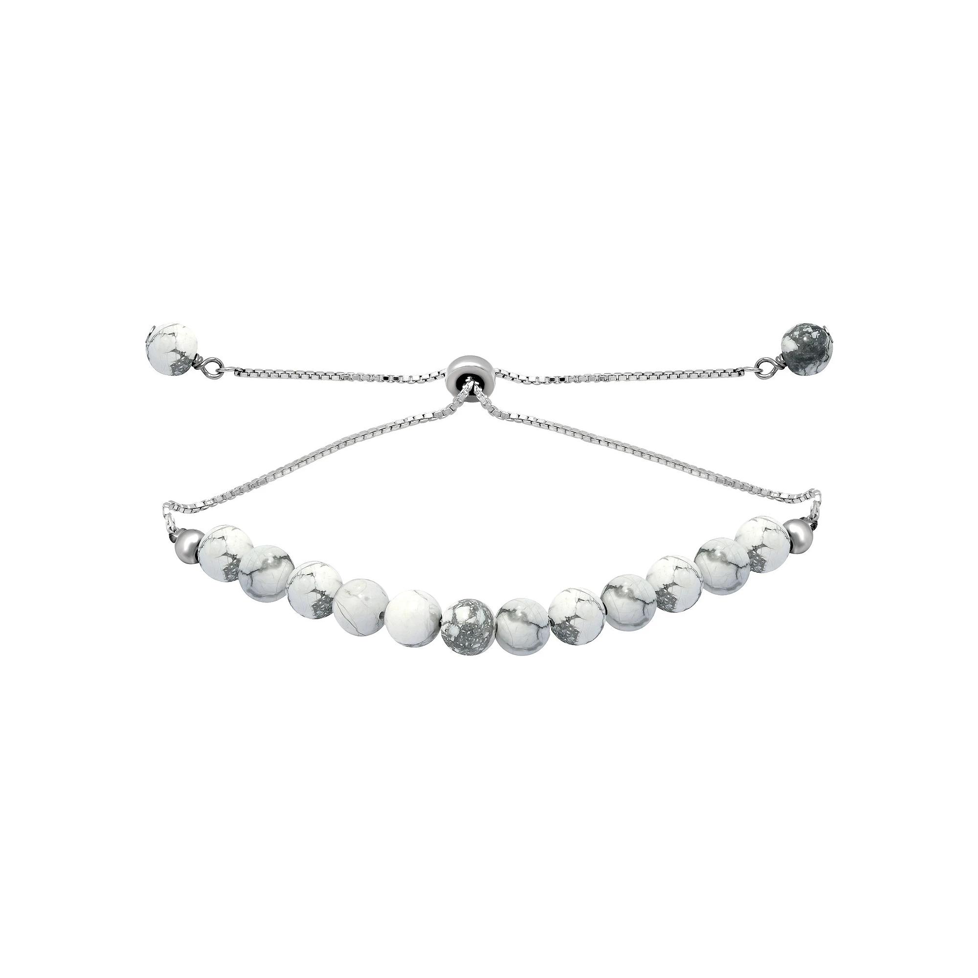 Aleure Precioso Gemstone Bead Frontal Adjustable Bracelet, Women's, Size: 10", Howlite Product Image