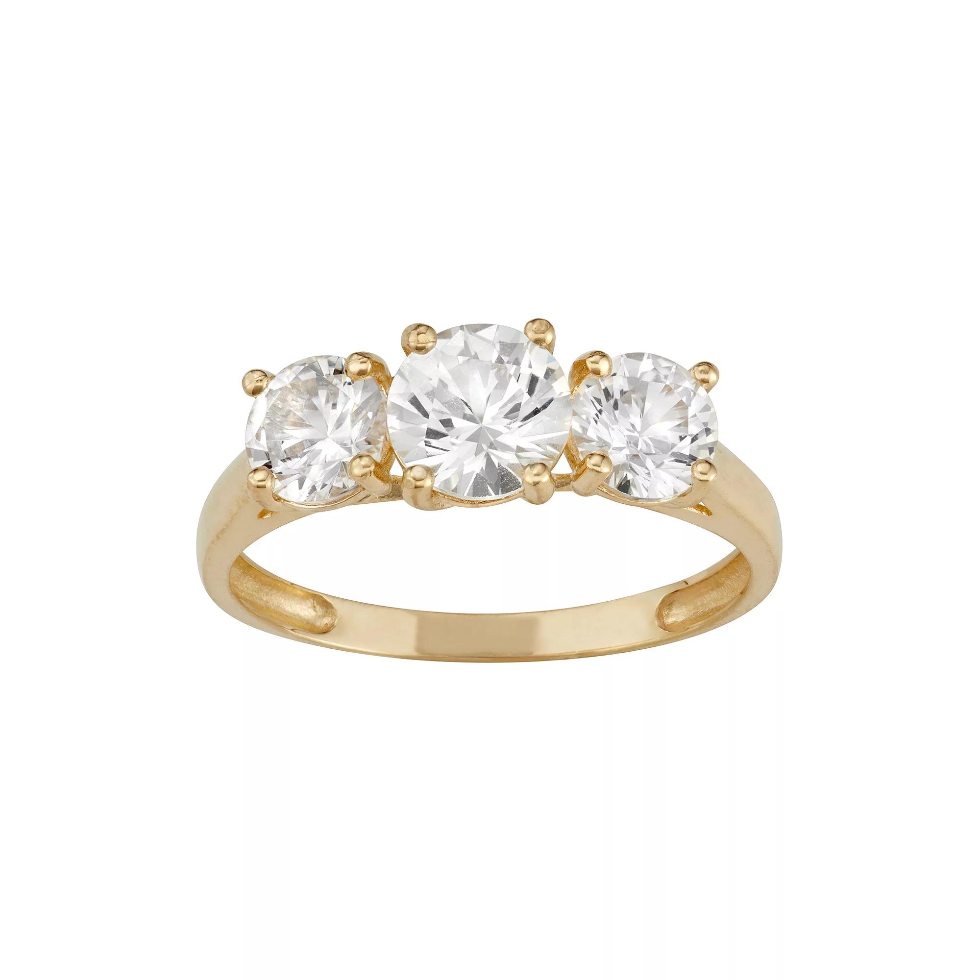 Designs by Gioelli 10k Gold 3-Stone Ring, Womens Created White Blue Product Image