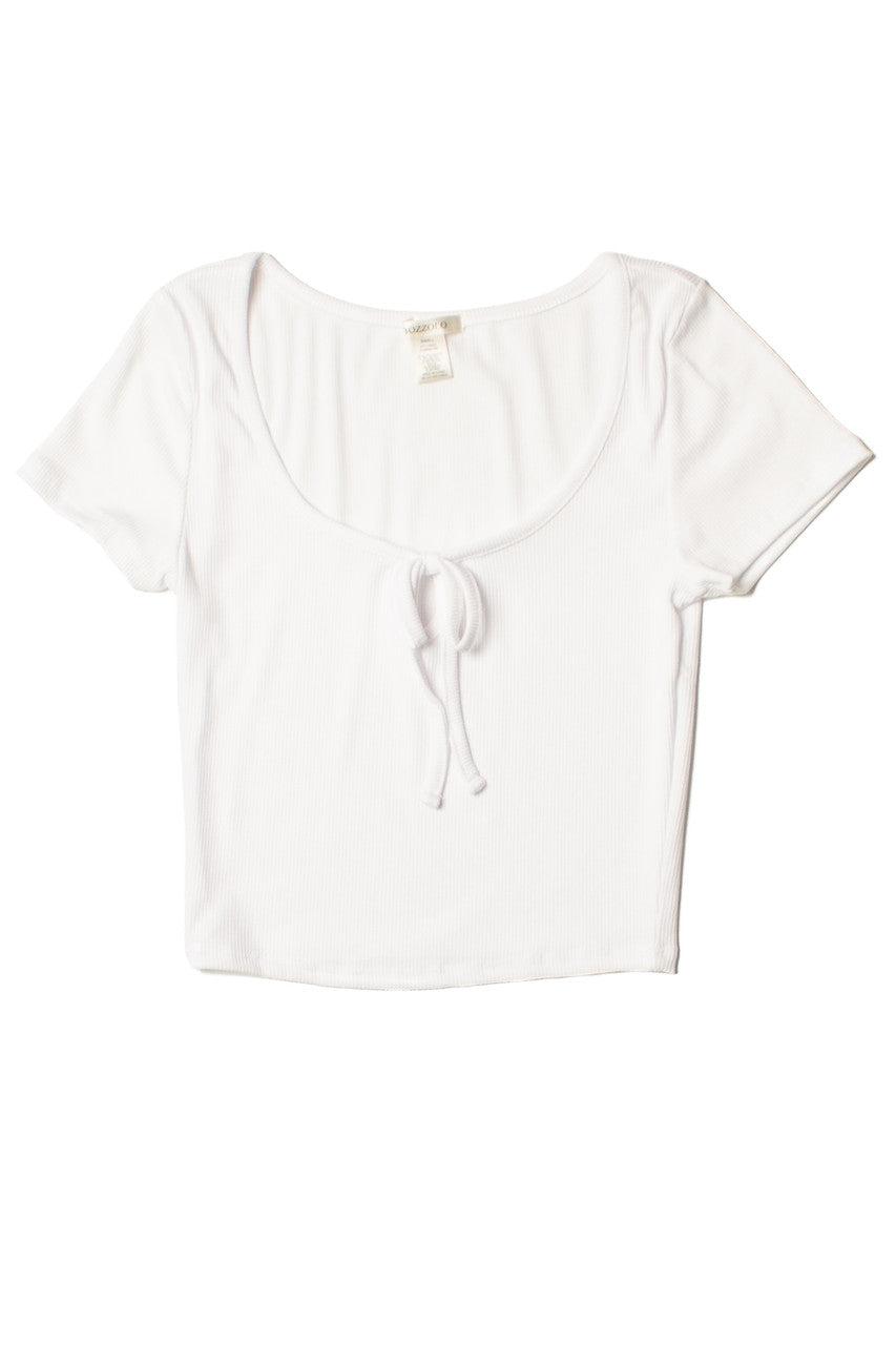 White Tie Front Ribbed Tee Product Image