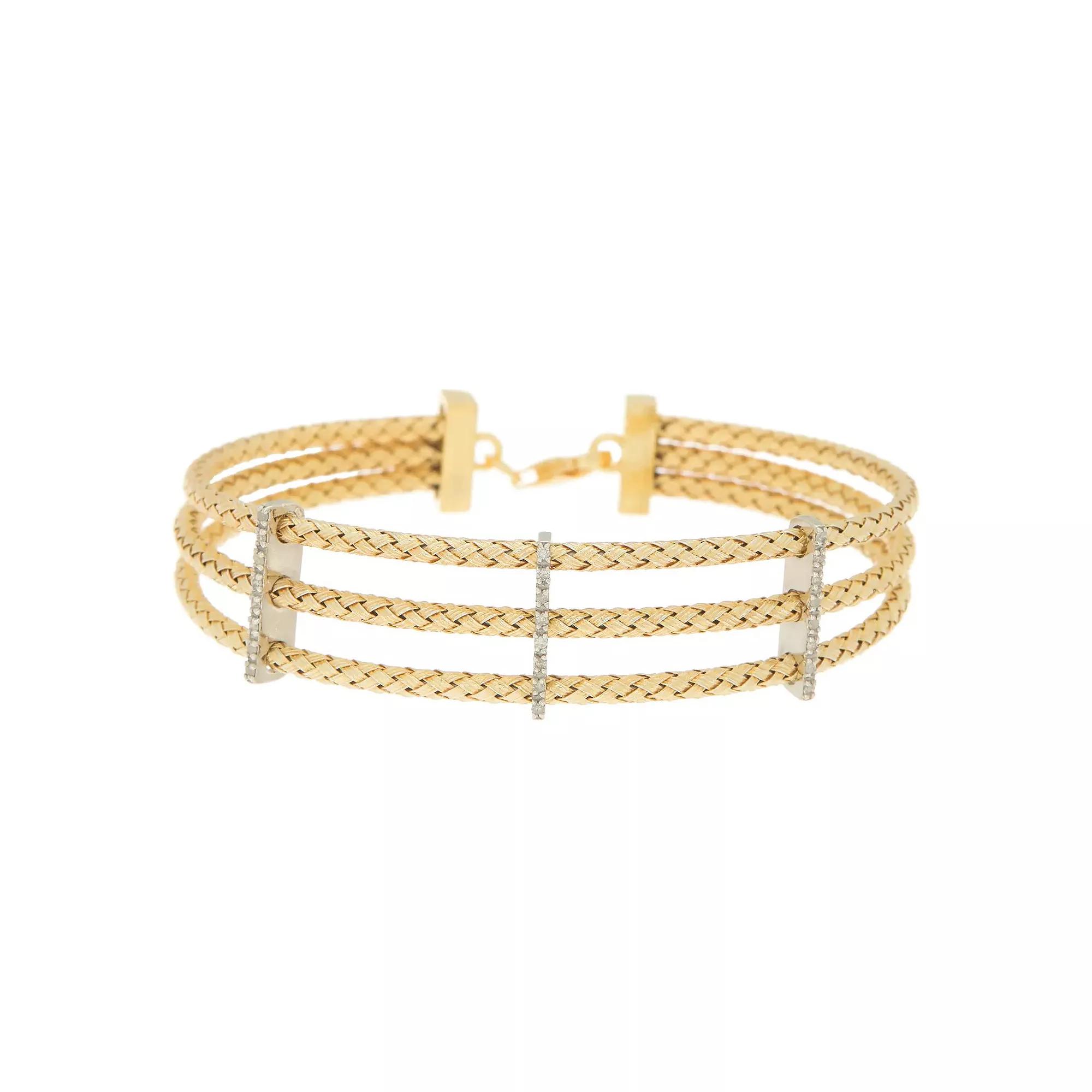 Meshmerise 1/6 Carat T.W. Diamond Triple Row Bracelet, Women's, Size: 7", Gold Tone Product Image