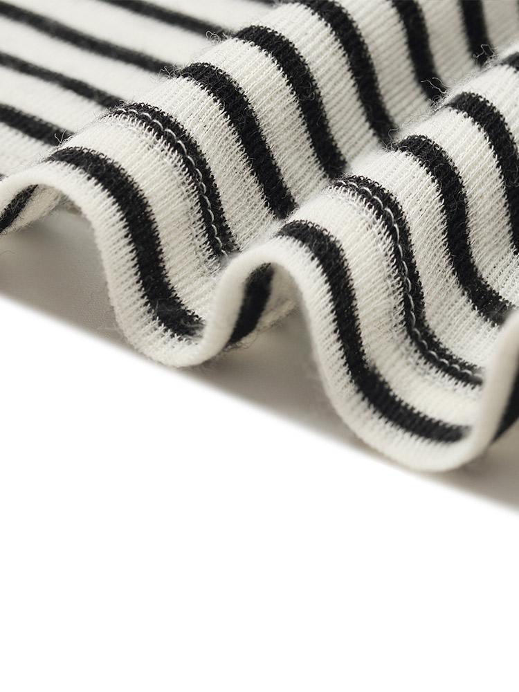 Washable Wool Striped Mock Neck Slim Women Sweater Product Image